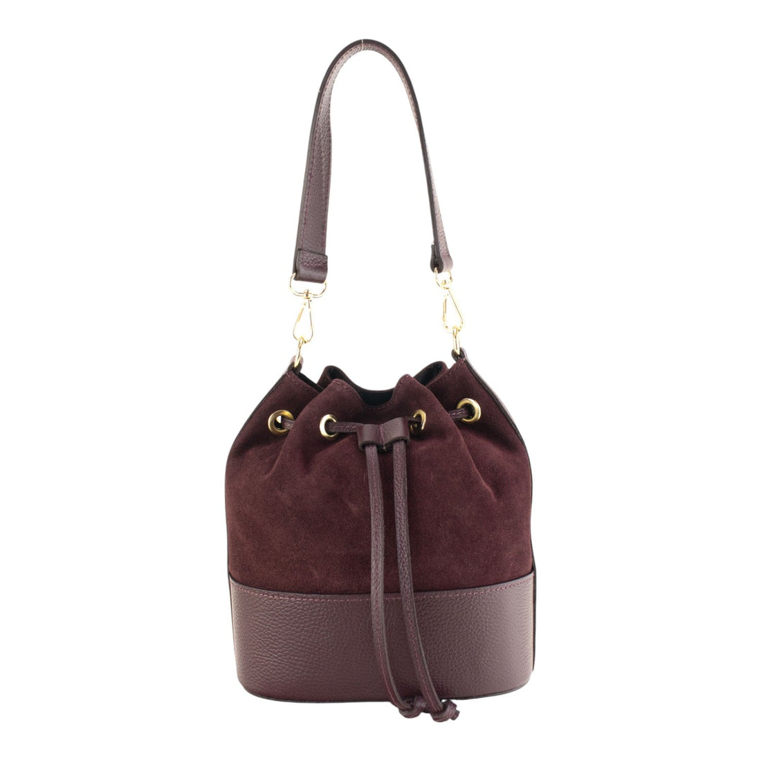 Bolso bombonera en Piel Pregato Ayra Ante Burdeos - KimondoShop