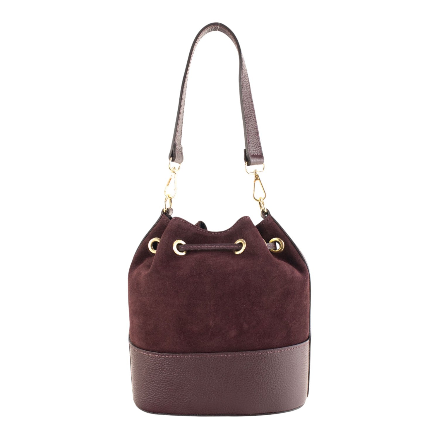 Bolso bombonera en Piel Pregato Ayra Ante Burdeos - KimondoShop