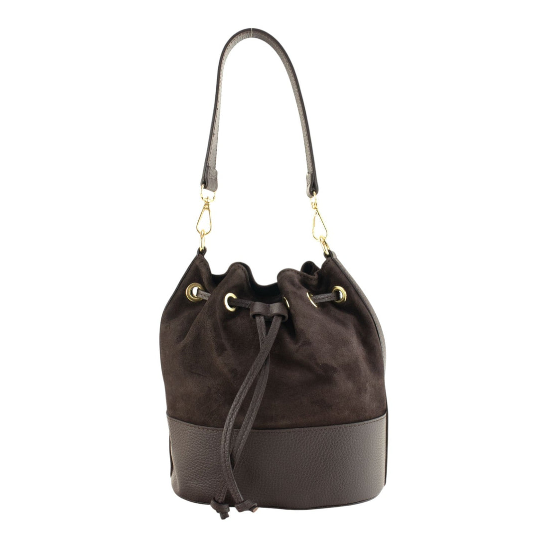 Bolso bombonera en Piel Pregato Ayra Ante Chocolate - KimondoShop