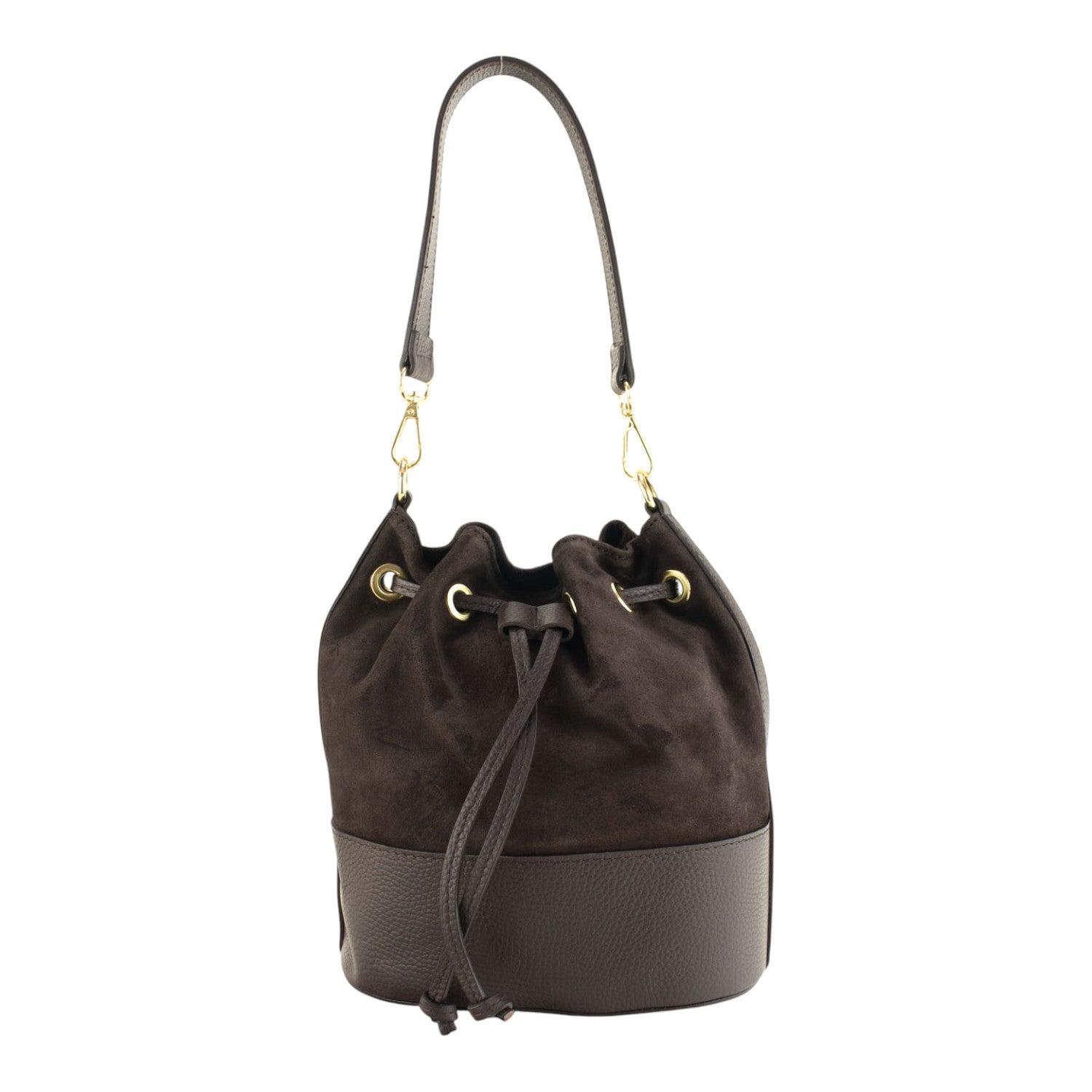 Bolso bombonera en Piel Pregato Ayra Ante Chocolate - KimondoShop