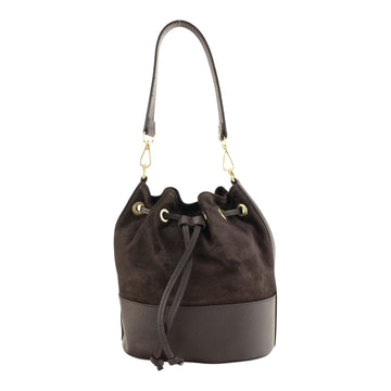Bolso bombonera en Piel Pregato Ayra Ante Chocolate - KimondoShop