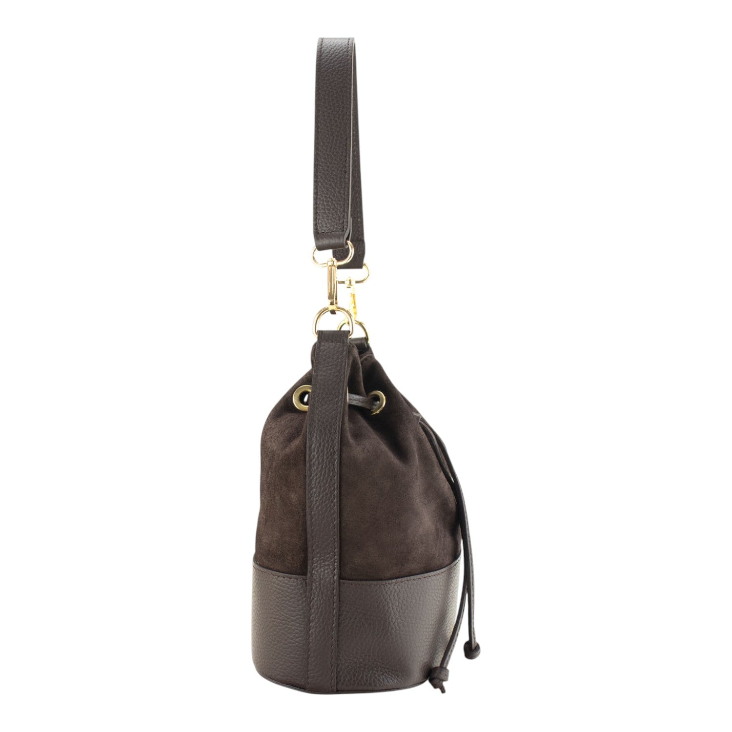 Bolso bombonera en Piel Pregato Ayra Ante Chocolate - KimondoShop
