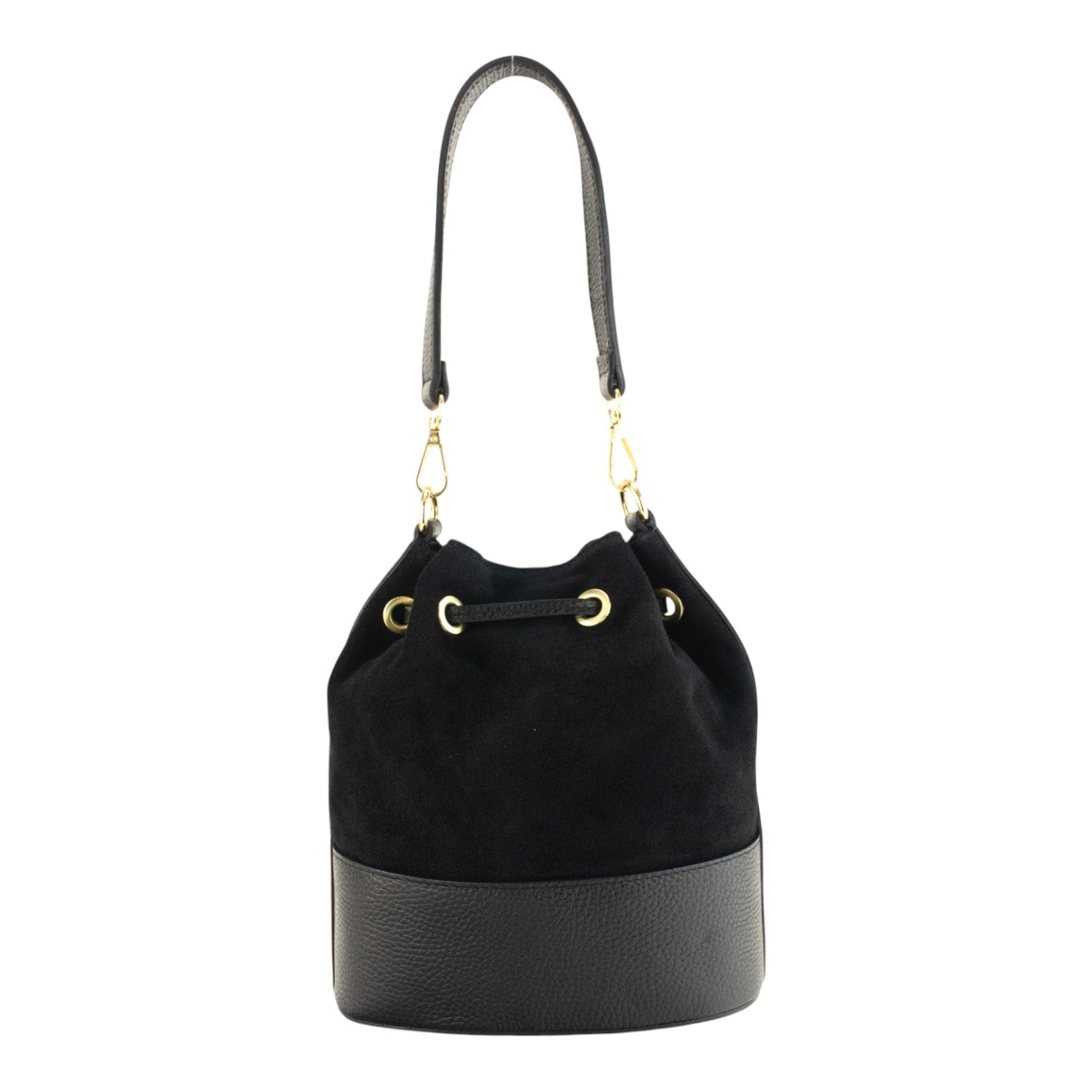 Bolso bombonera en Piel Pregato Ayra Ante Negro - KimondoShop