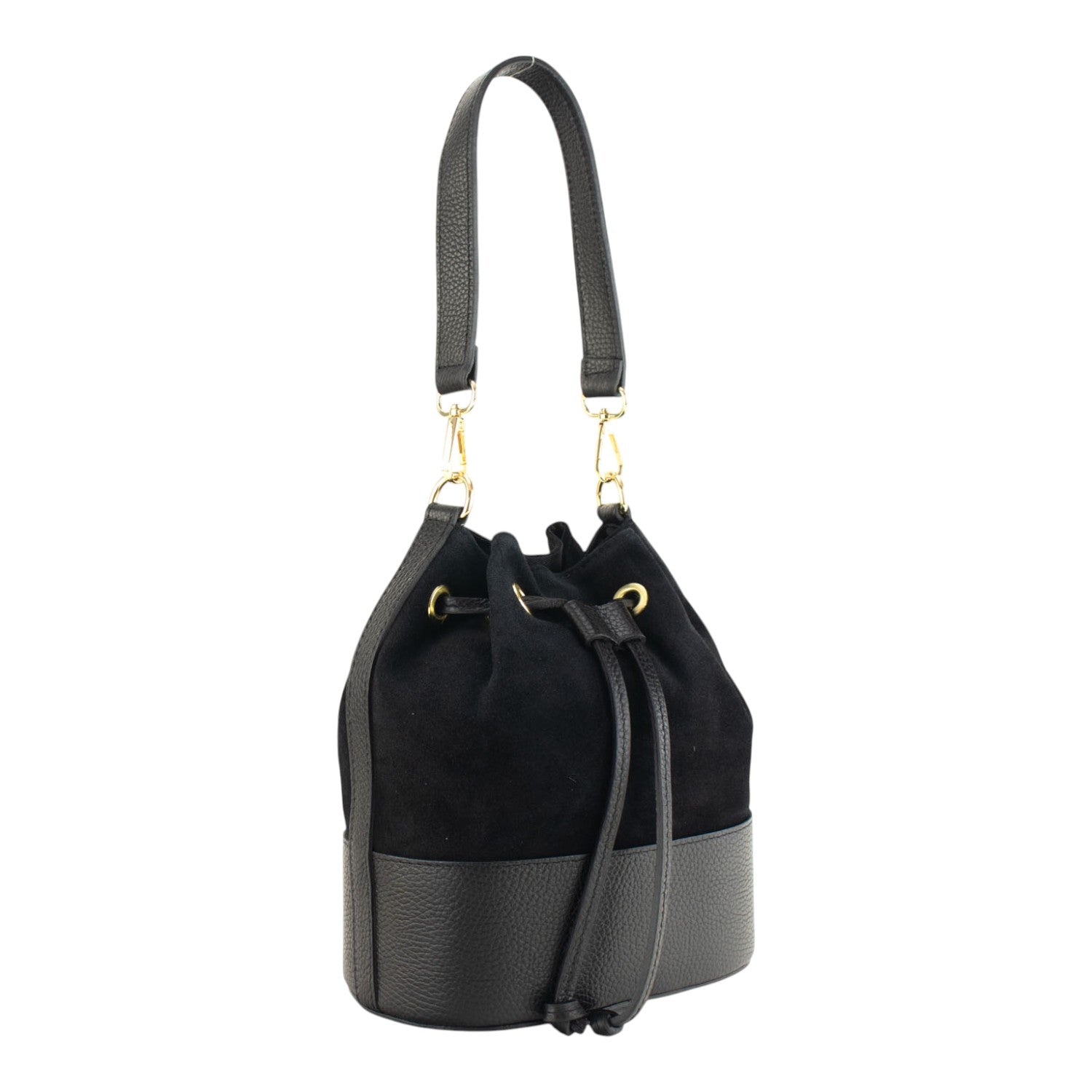 Bolso bombonera en Piel Pregato Ayra Ante Negro - KimondoShop