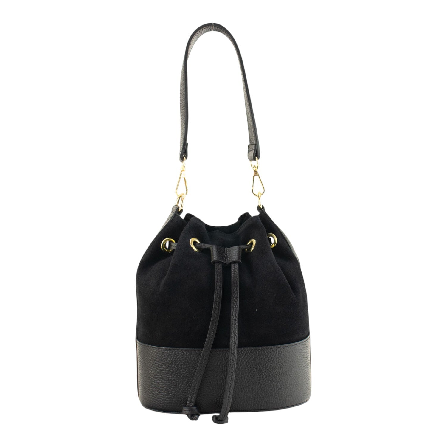 Bolso bombonera en Piel Pregato Ayra Ante Negro - KimondoShop