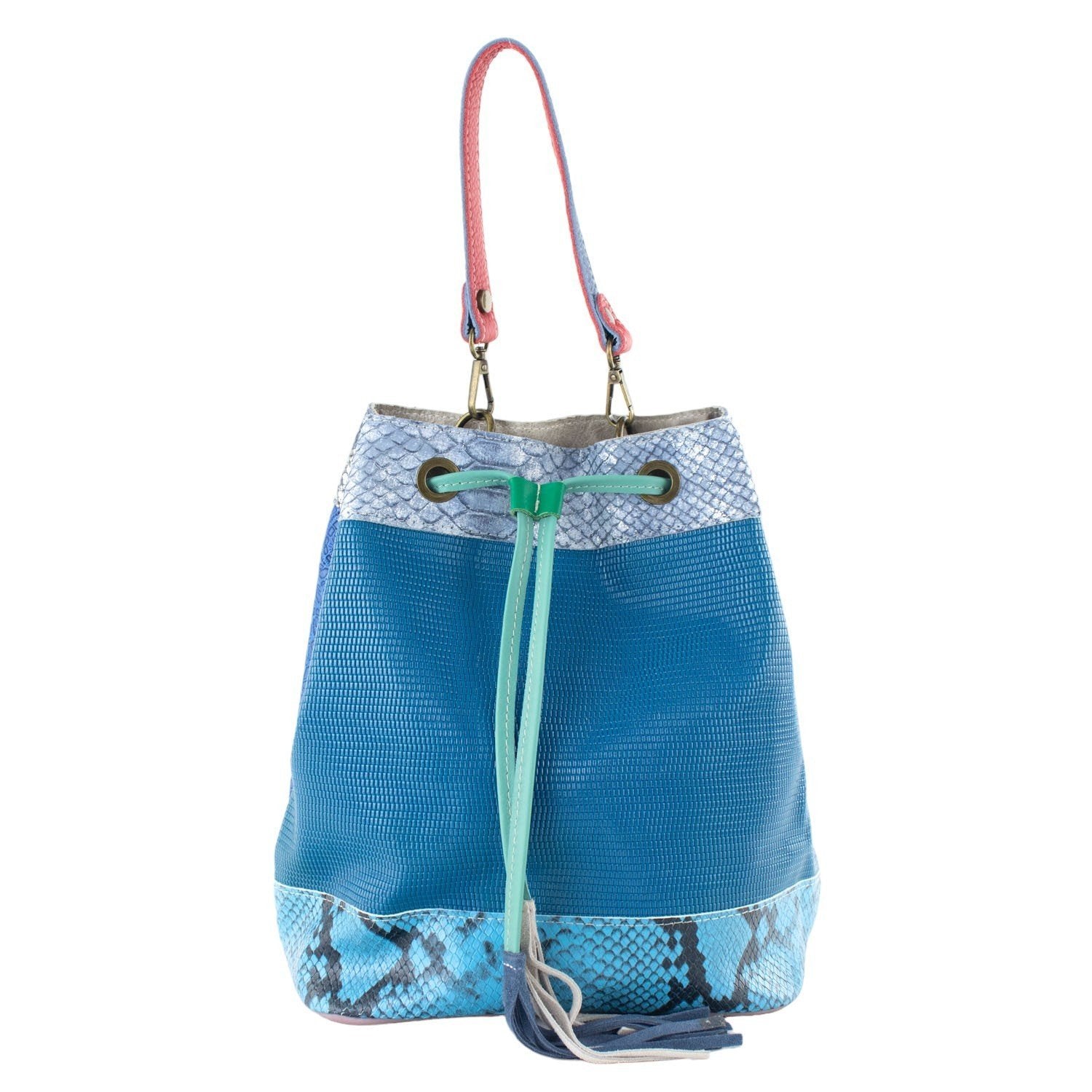 Bolso bombonera en Piel Pregato Simona Azul marino - KimondoShop