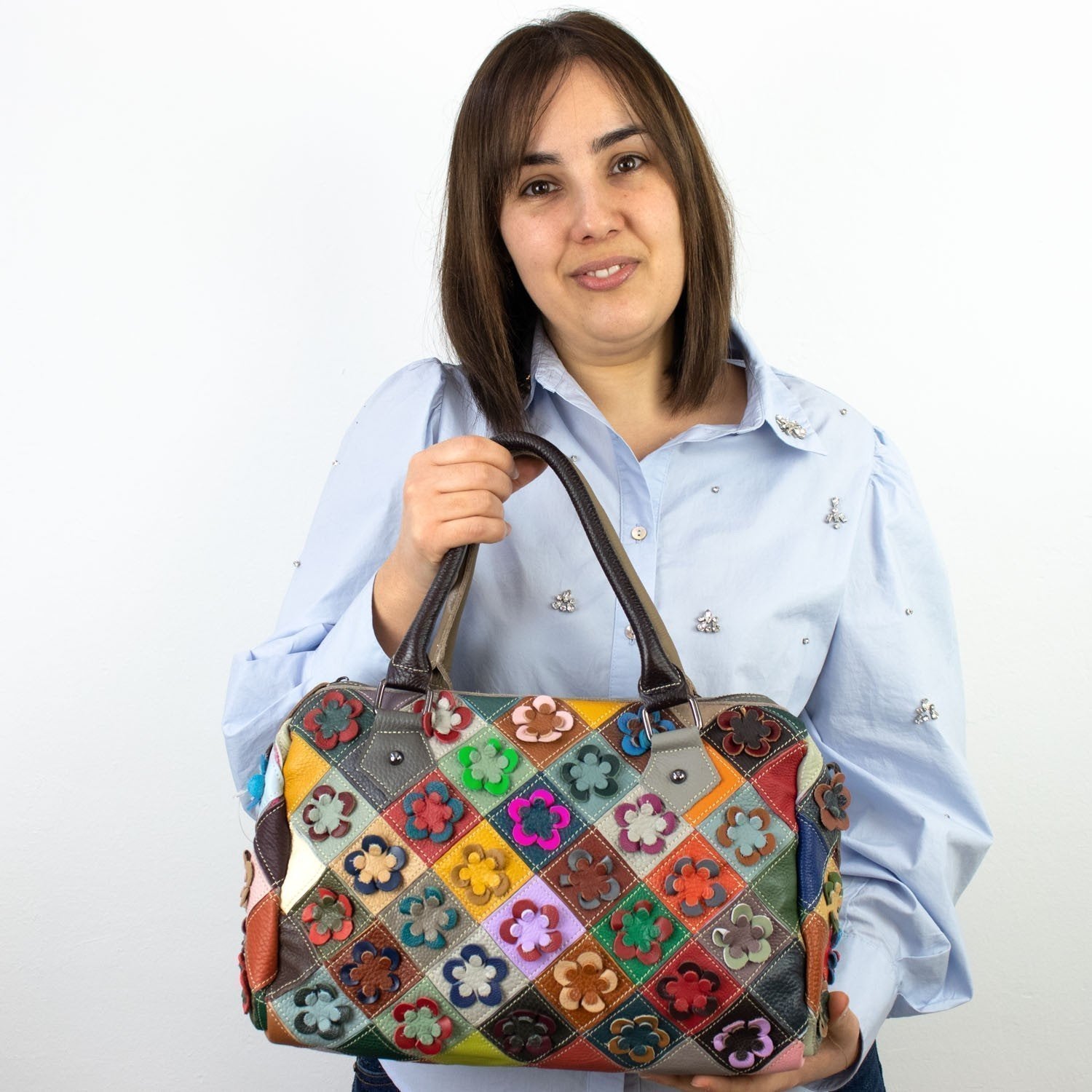 Bolso bowling de Piel Pregato Mosaic Flowers - KimondoShop