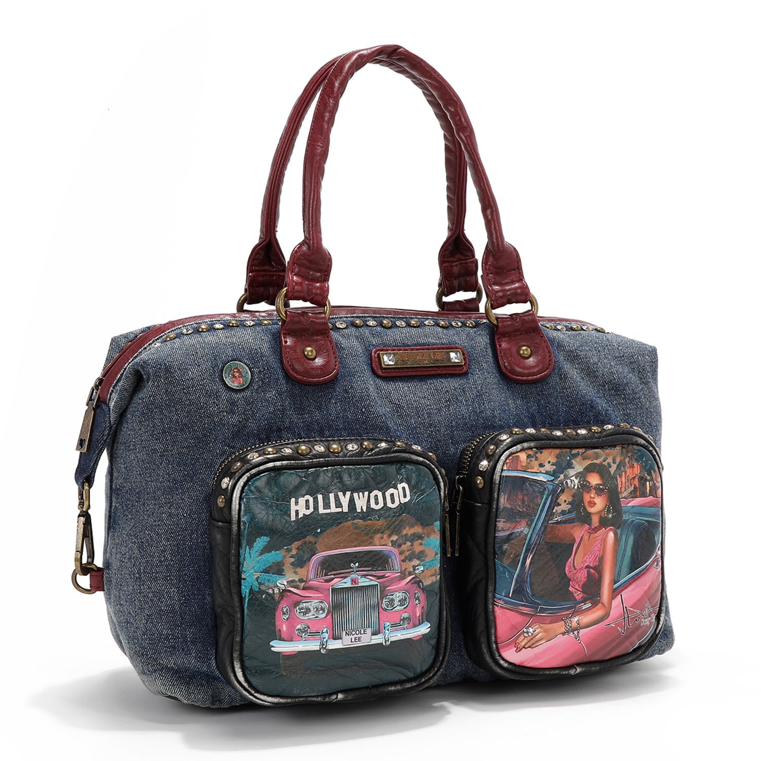 Bolso bowling denim tachuelas Nicole Lee Hollywood Drive - KimondoShop