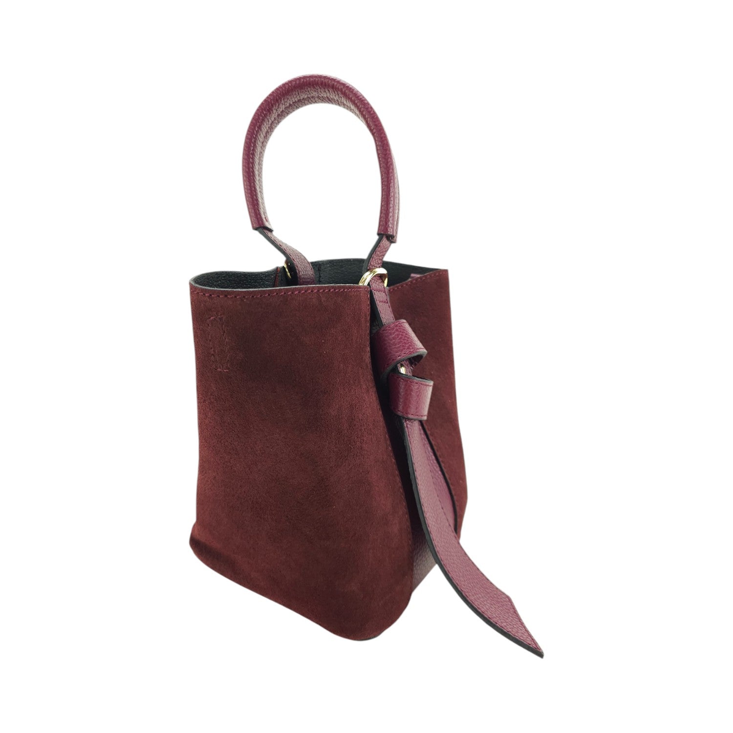 Bolso bucket en Piel Pregato Alessia Ante Burdeos - KimondoShop