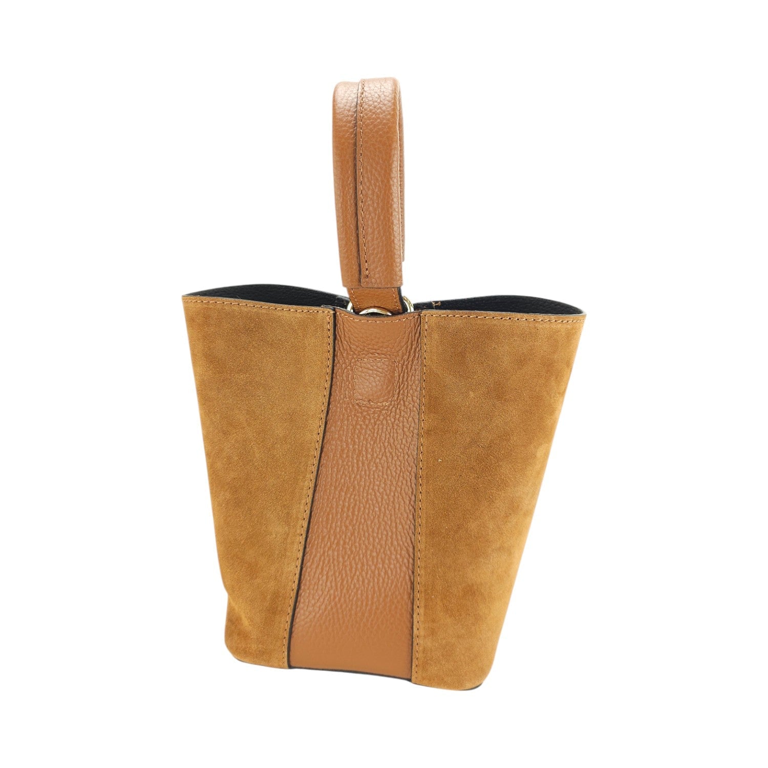 Bolso bucket en Piel Pregato Alessia Ante Camel - KimondoShop