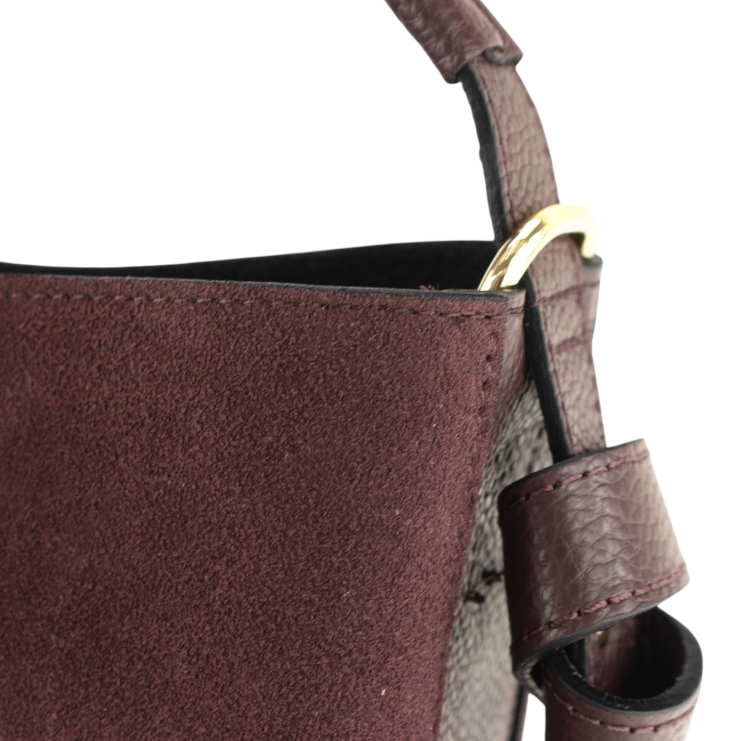 Bolso bucket en Piel Pregato Alessia Ante Granate - KimondoShop