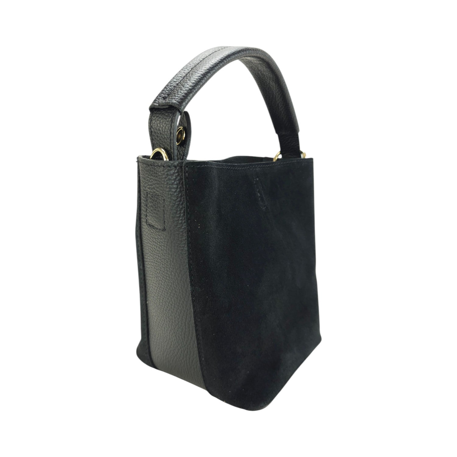 Bolso bucket en Piel Pregato Alessia Ante Negro - KimondoShop