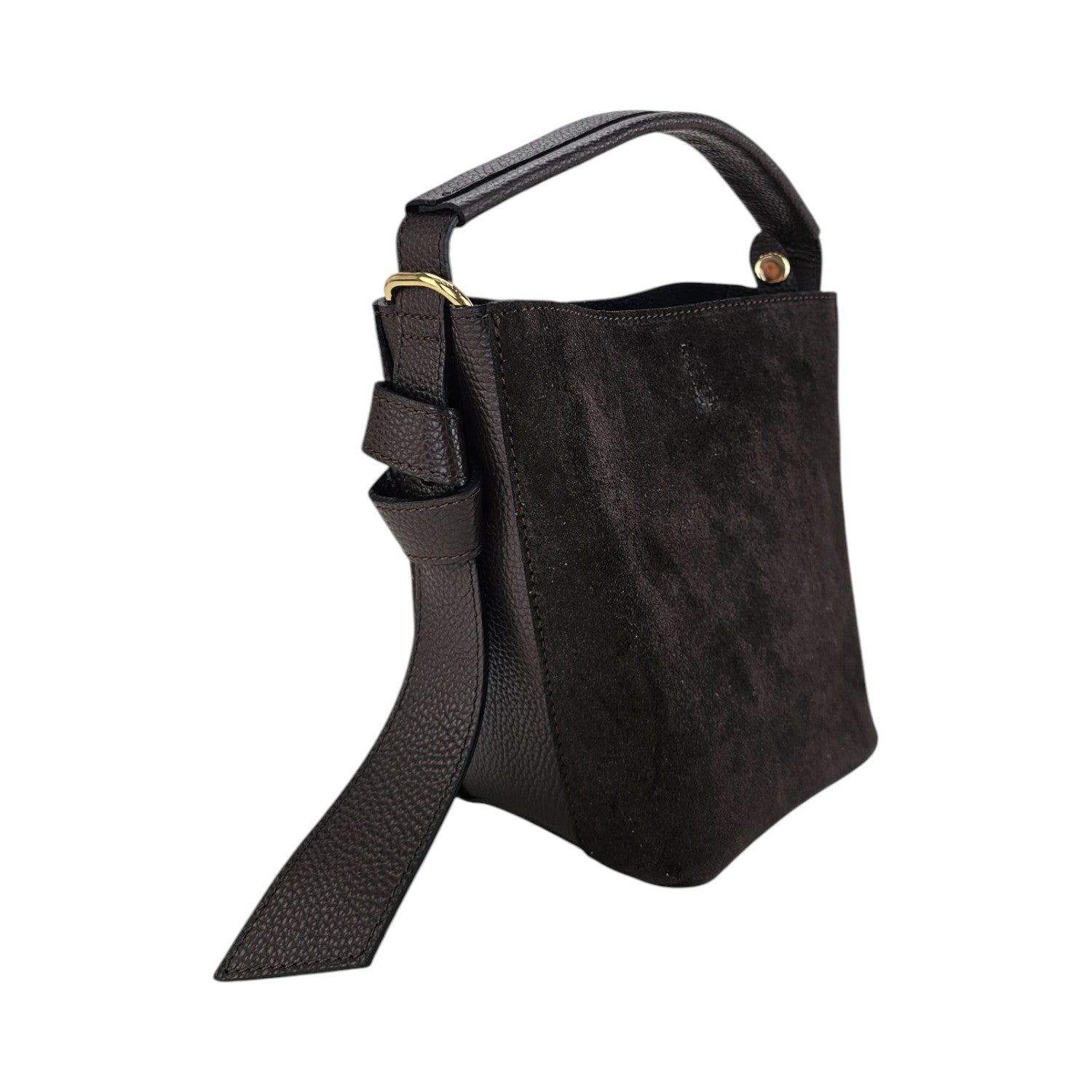 Bolso bucket en Piel Pregato Alessia Ante Negro - KimondoShop