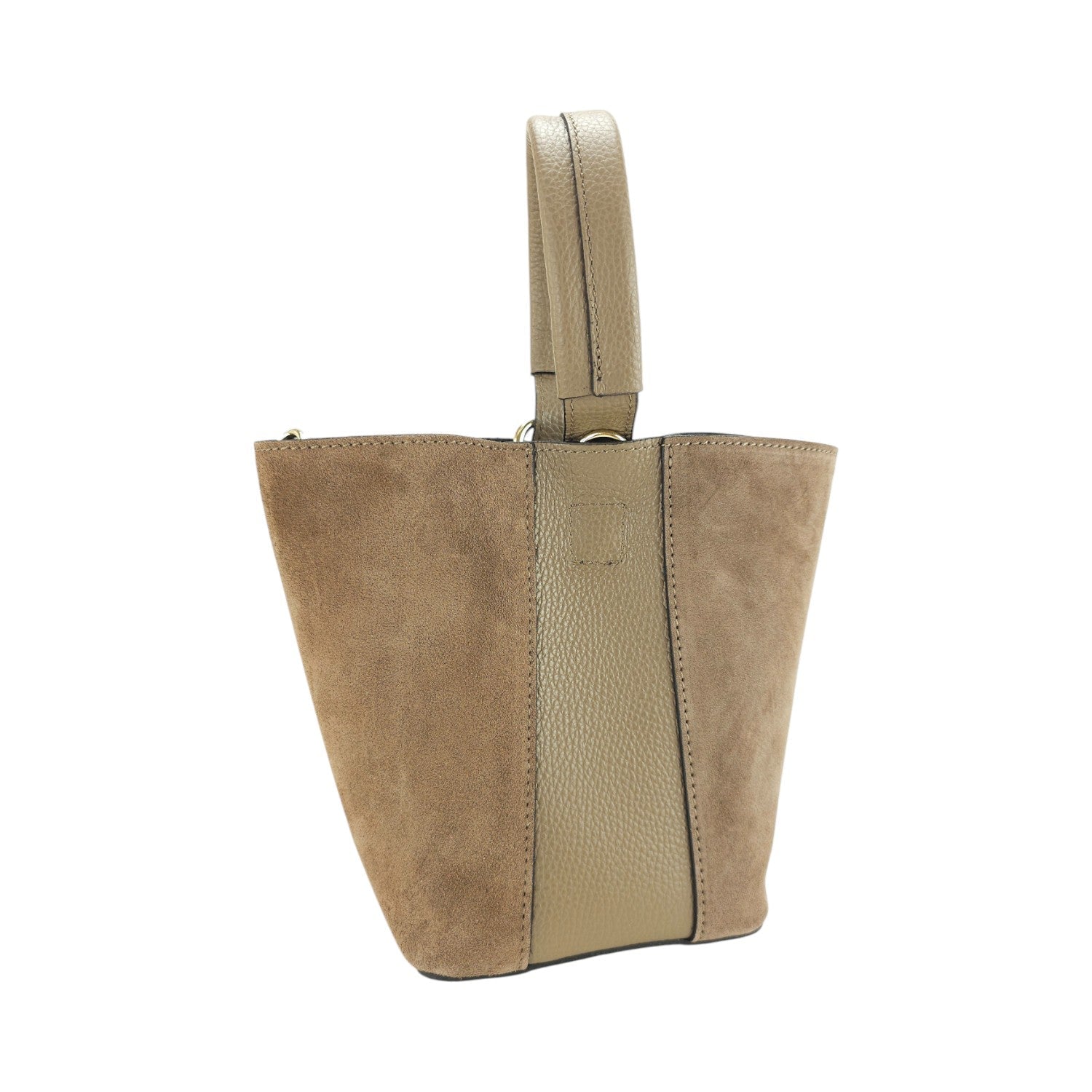 Bolso bucket en Piel Pregato Alessia Ante Taupe - KimondoShop