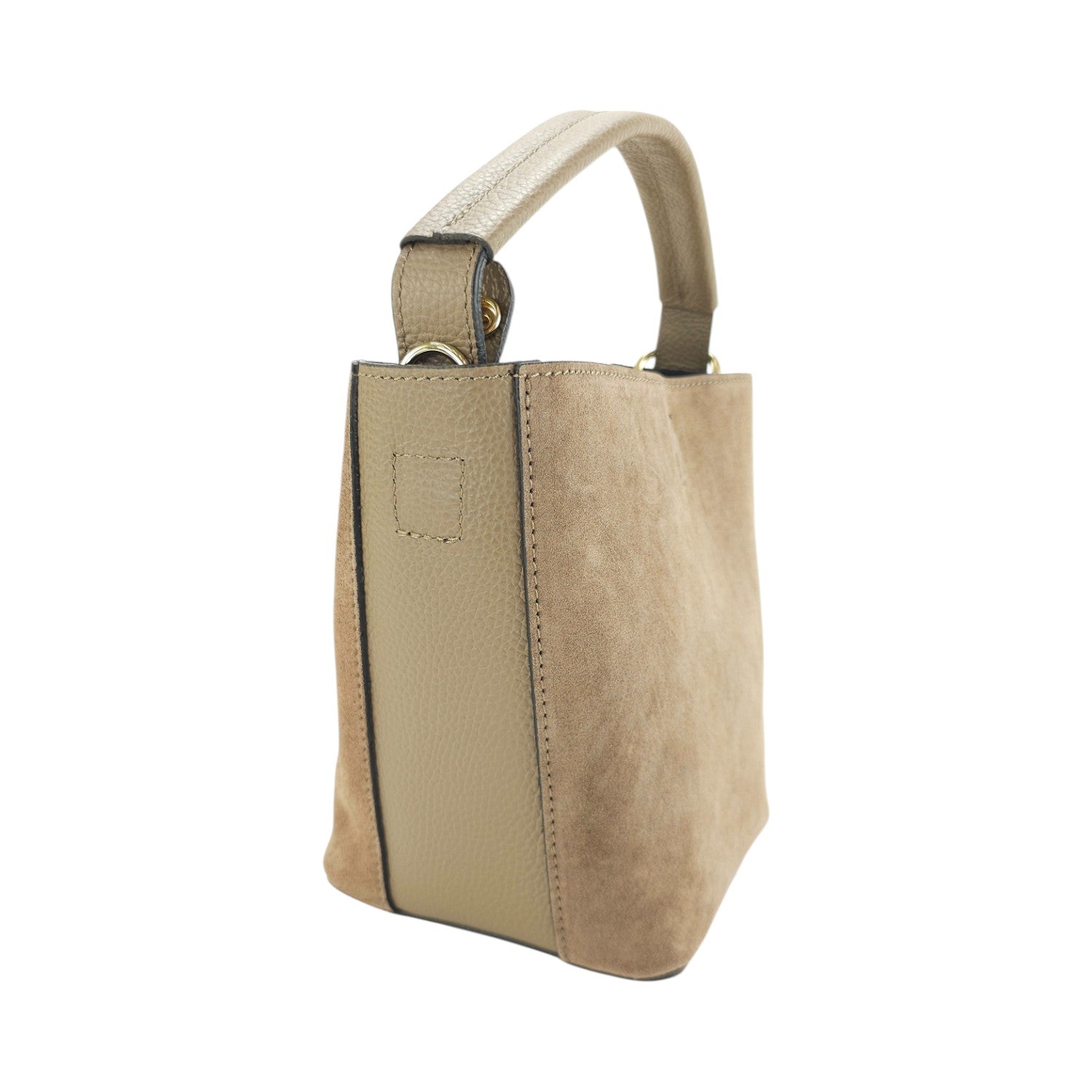 Bolso bucket en Piel Pregato Alessia Ante Taupe - KimondoShop