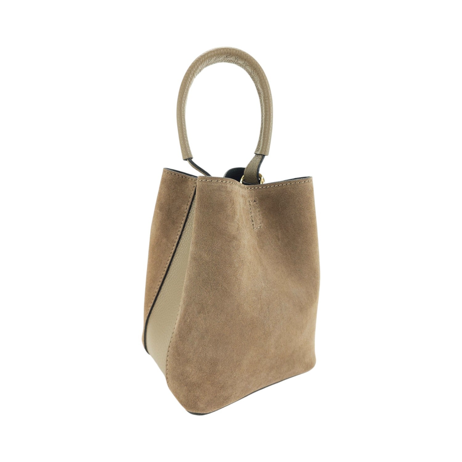 Bolso bucket en Piel Pregato Alessia Ante Taupe - KimondoShop