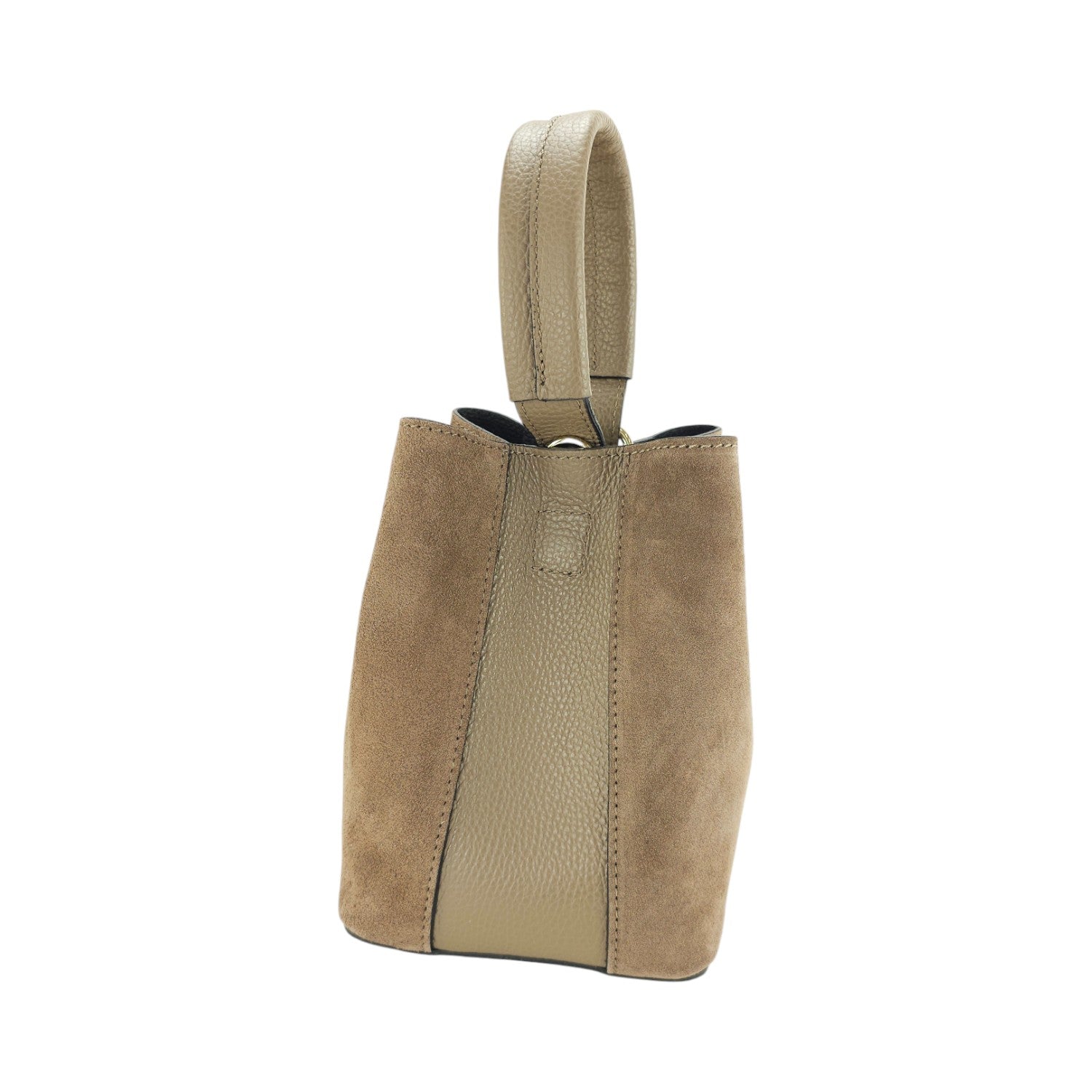 Bolso bucket en Piel Pregato Alessia Ante Taupe - KimondoShop