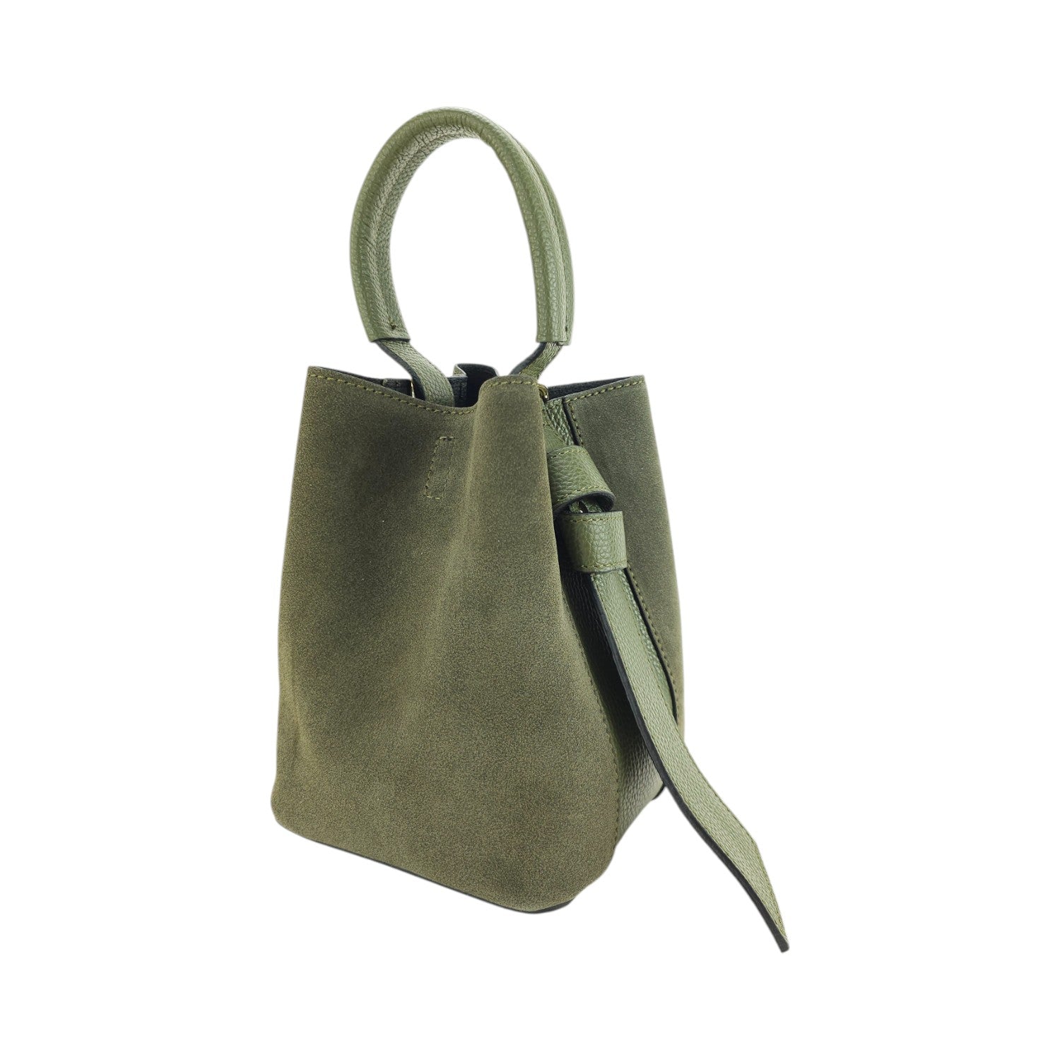 Bolso bucket en Piel Pregato Alessia Ante Verde - KimondoShop