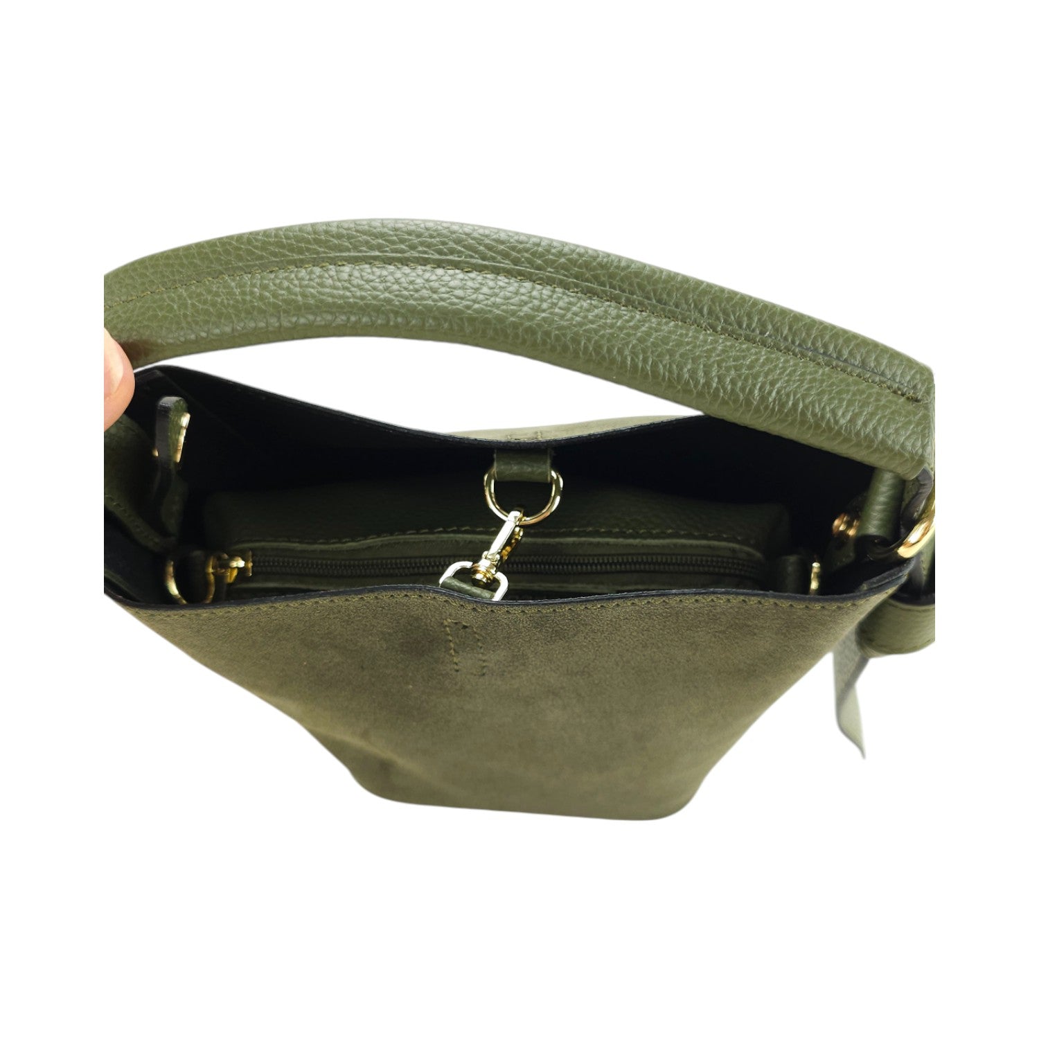 Bolso bucket en Piel Pregato Alessia Ante Verde - KimondoShop
