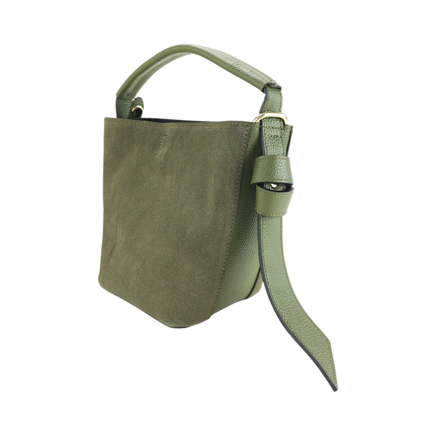 Bolso bucket en Piel Pregato Alessia Ante Verde - KimondoShop