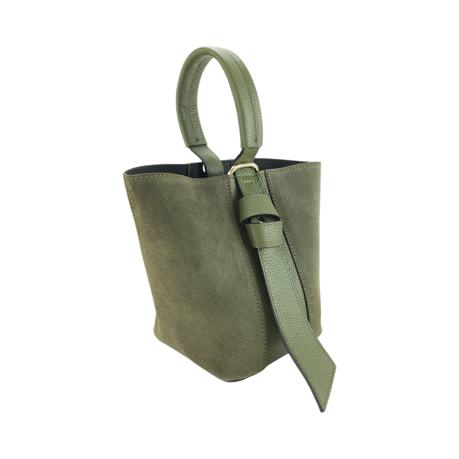 Bolso bucket en Piel Pregato Alessia Ante Verde - KimondoShop