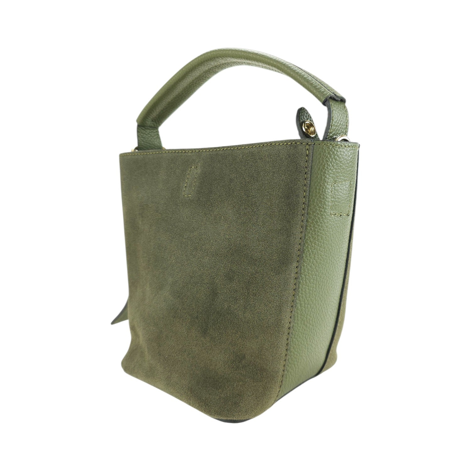 Bolso bucket en Piel Pregato Alessia Ante Verde - KimondoShop