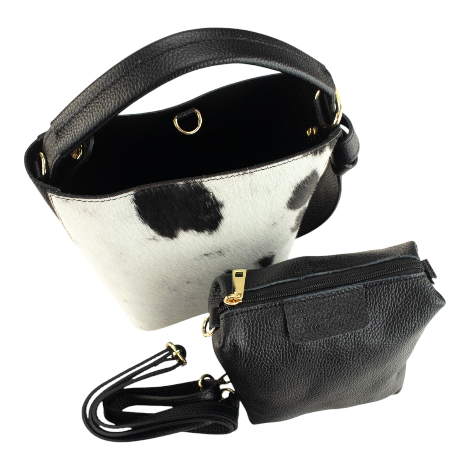 Bolso bucket en Piel Pregato Alessia Premium Cow Black - KimondoShop