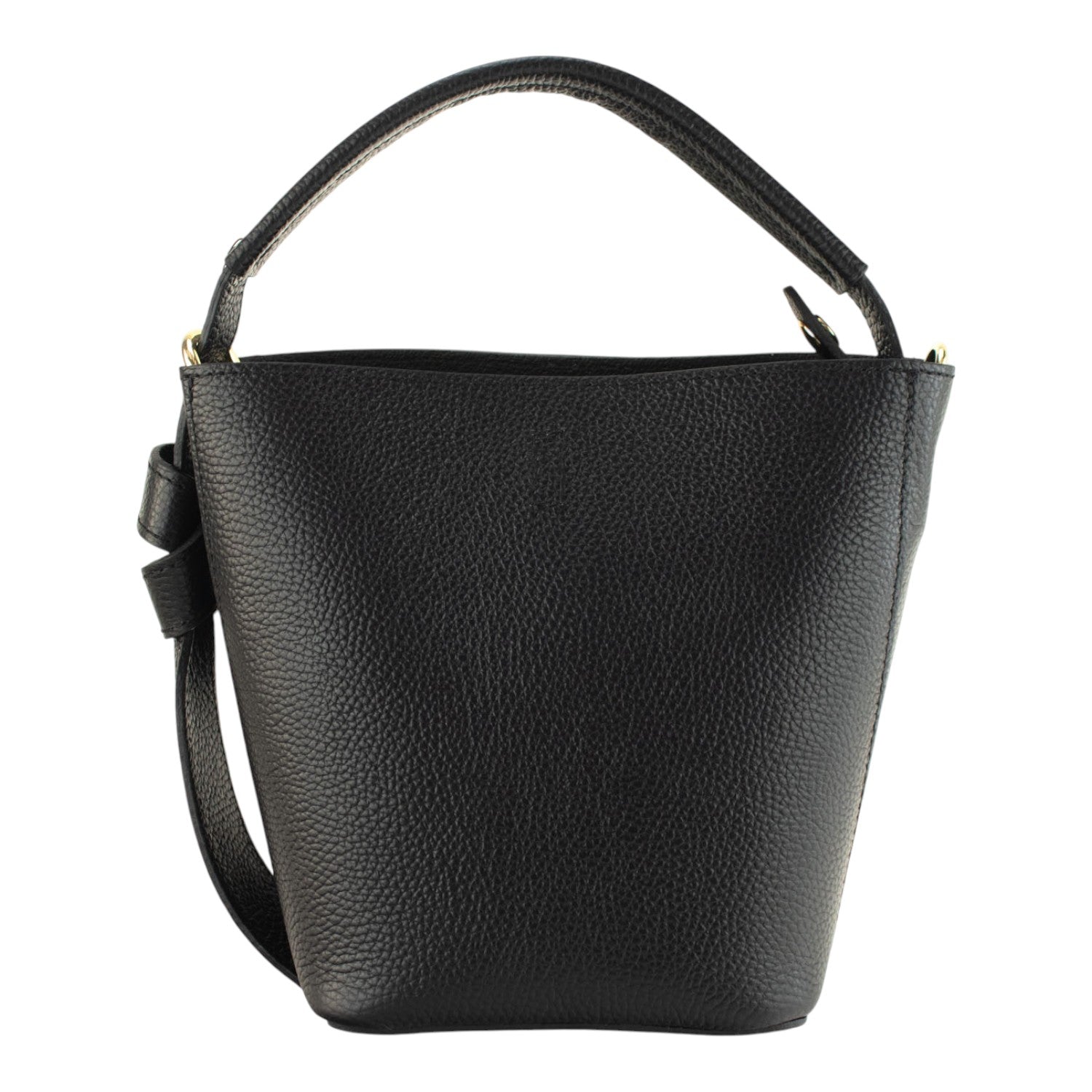 Bolso bucket en Piel Pregato Alessia Premium Cow Black - KimondoShop