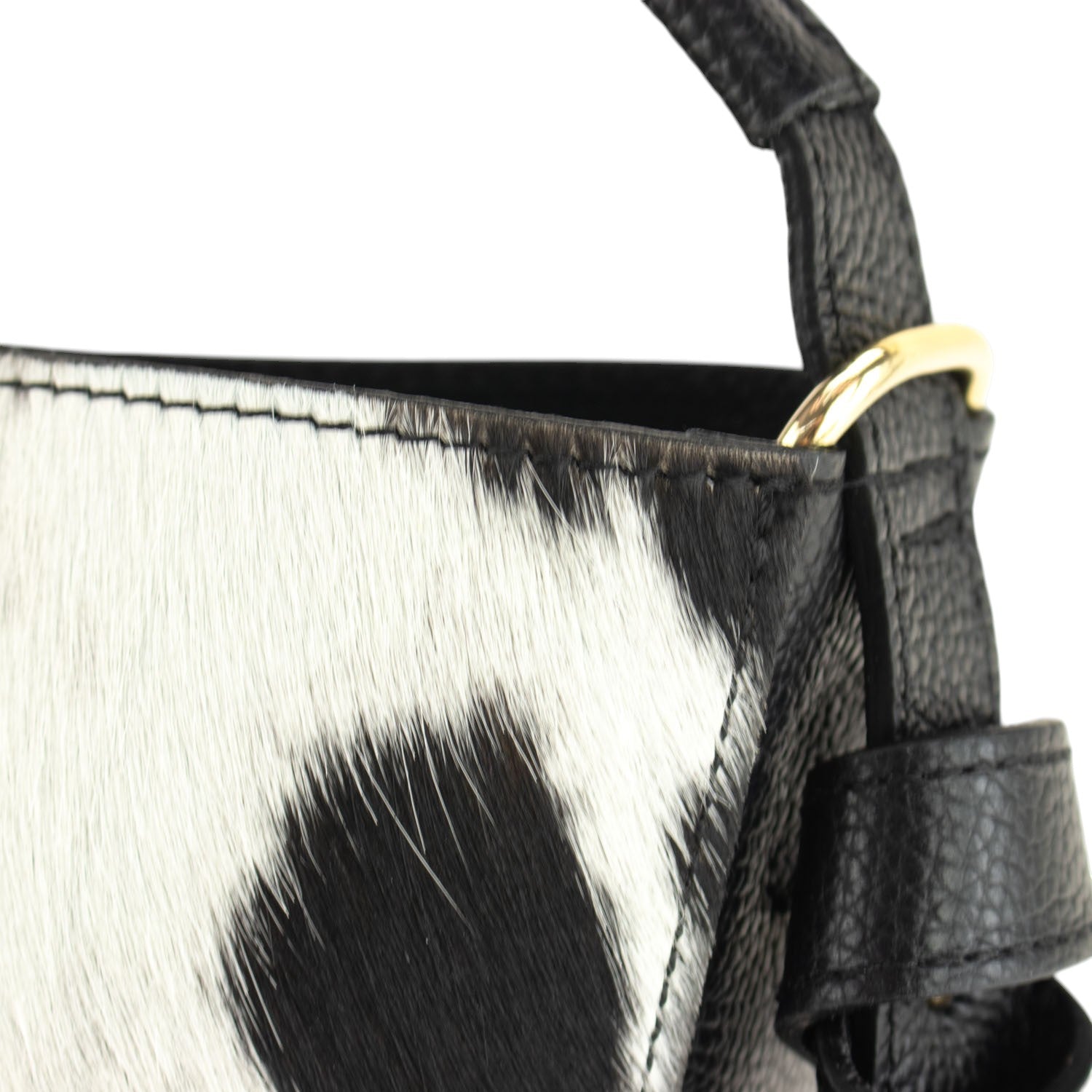 Bolso bucket en Piel Pregato Alessia Premium Cow Black - KimondoShop