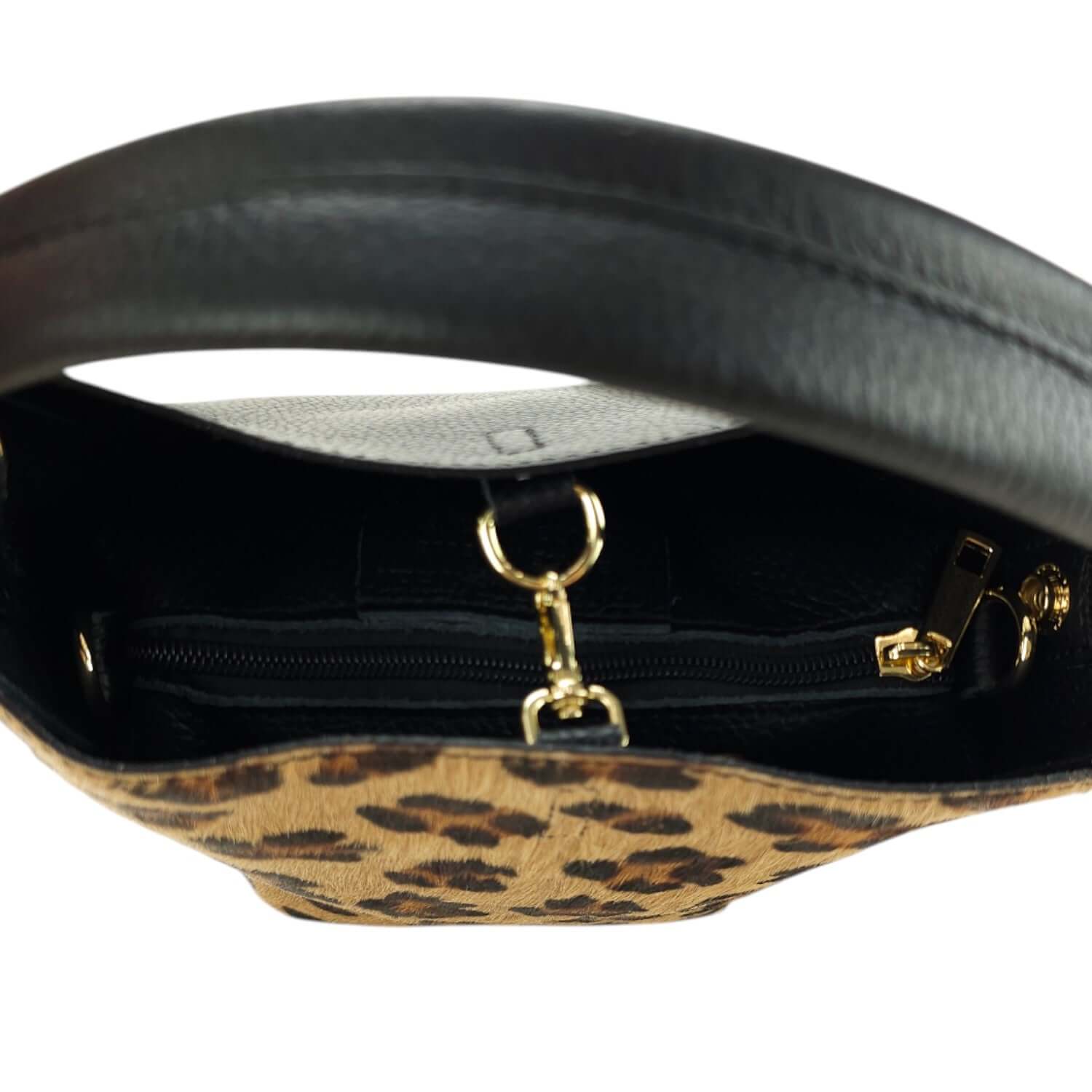 Bolso bucket en Piel Pregato Alessia Premium Leopardo - KimondoShop