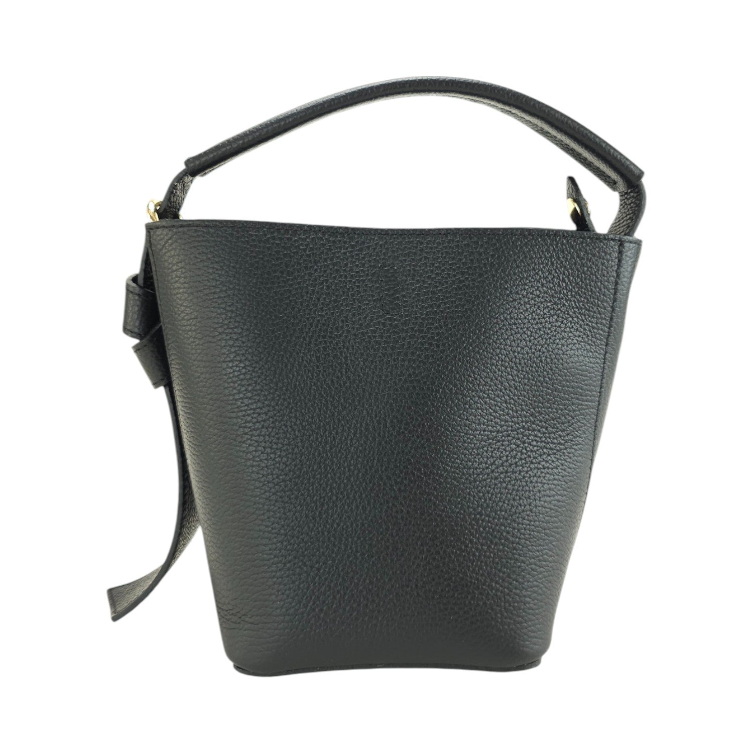 Bolso bucket en Piel Pregato Alessia Premium Topos Negro - KimondoShop