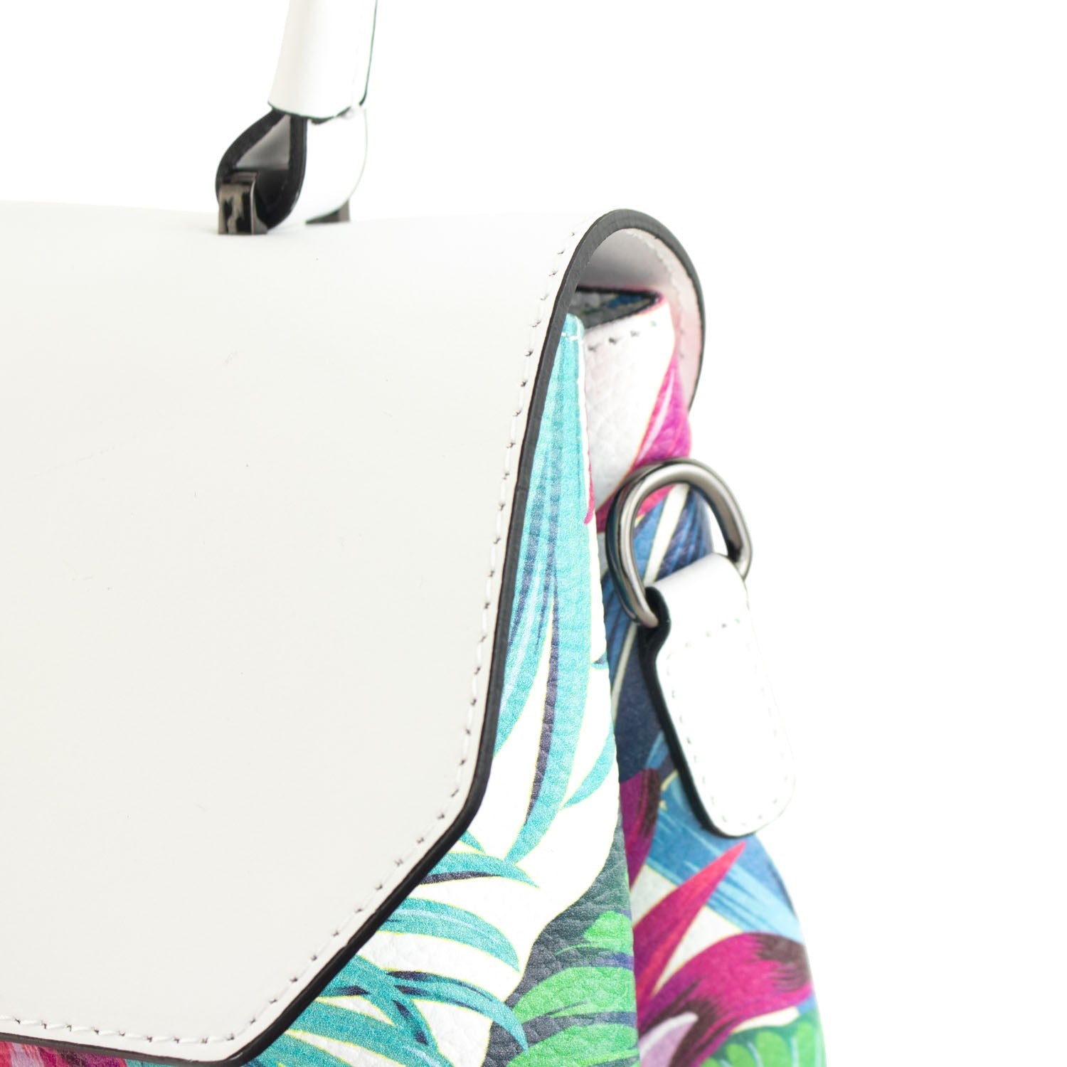 Bolso con solapa en piel Pregato Passione Blanco Tropical - KimondoShop