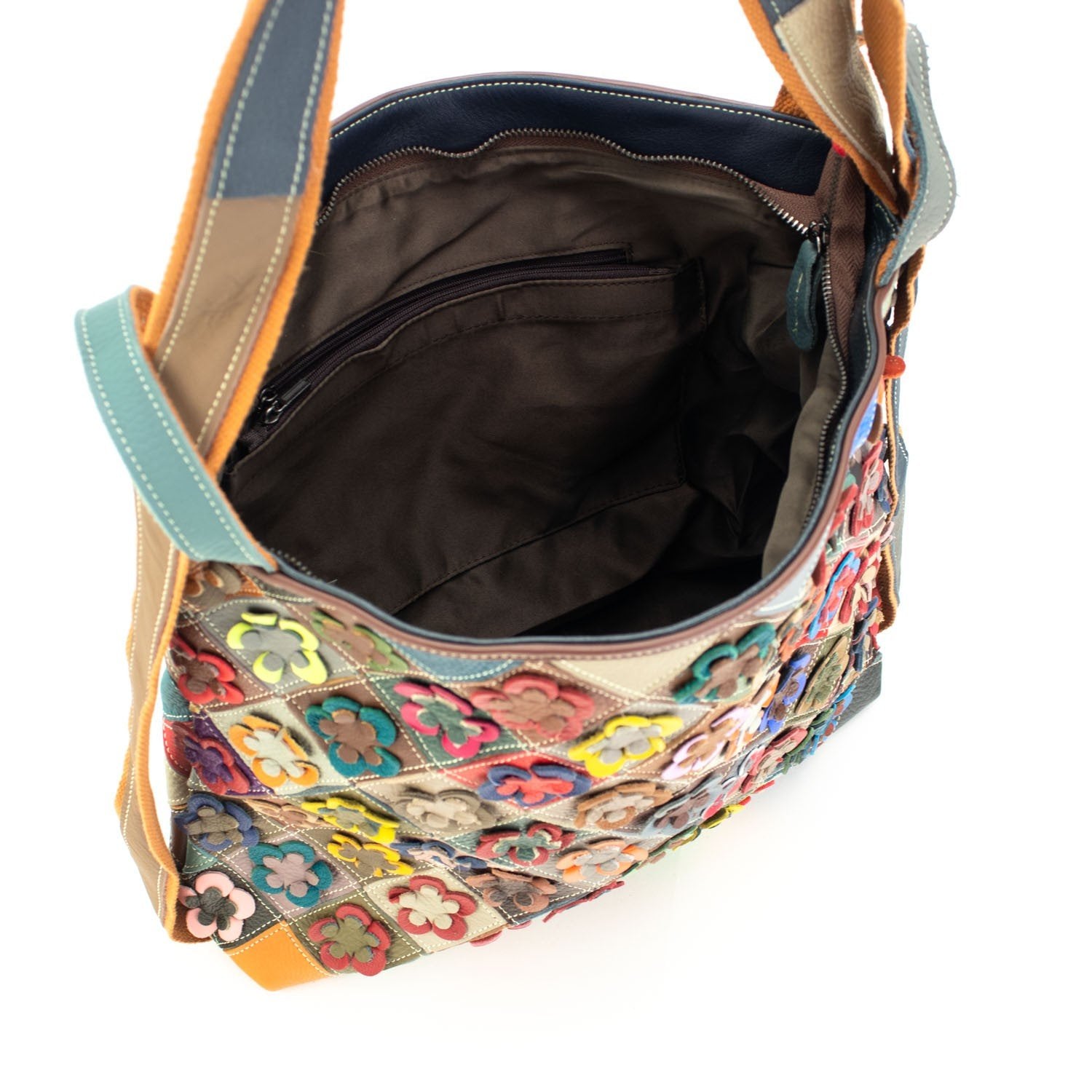 Bolso convertible de Piel Pregato Mosaic Flowers - KimondoShop