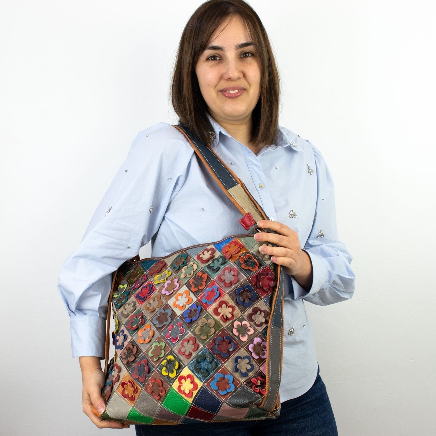 Bolso convertible de Piel Pregato Mosaic Flowers - KimondoShop