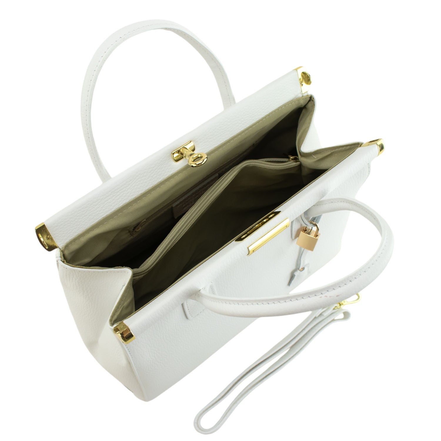 Bolso de mano en Piel Pregato Classic Blanco - KimondoShop