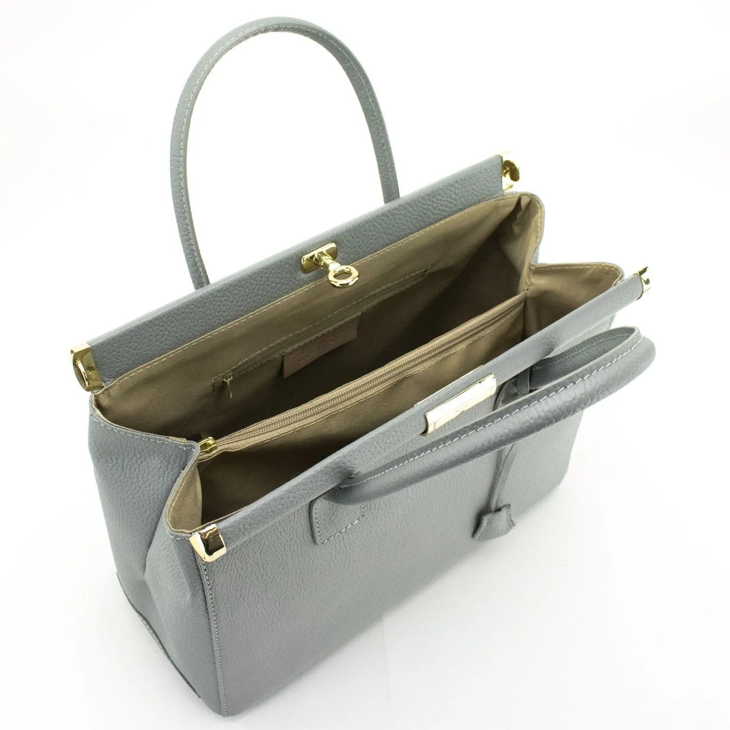 Bolso de mano en Piel Pregato Classic Gris - KimondoShop