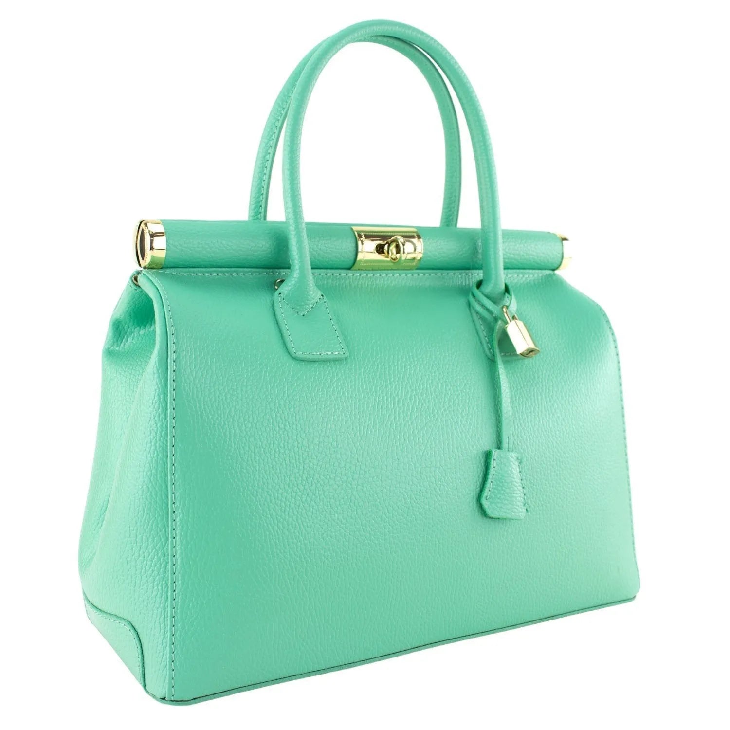 Bolso de mano en Piel Pregato Classic Menta - KimondoShop