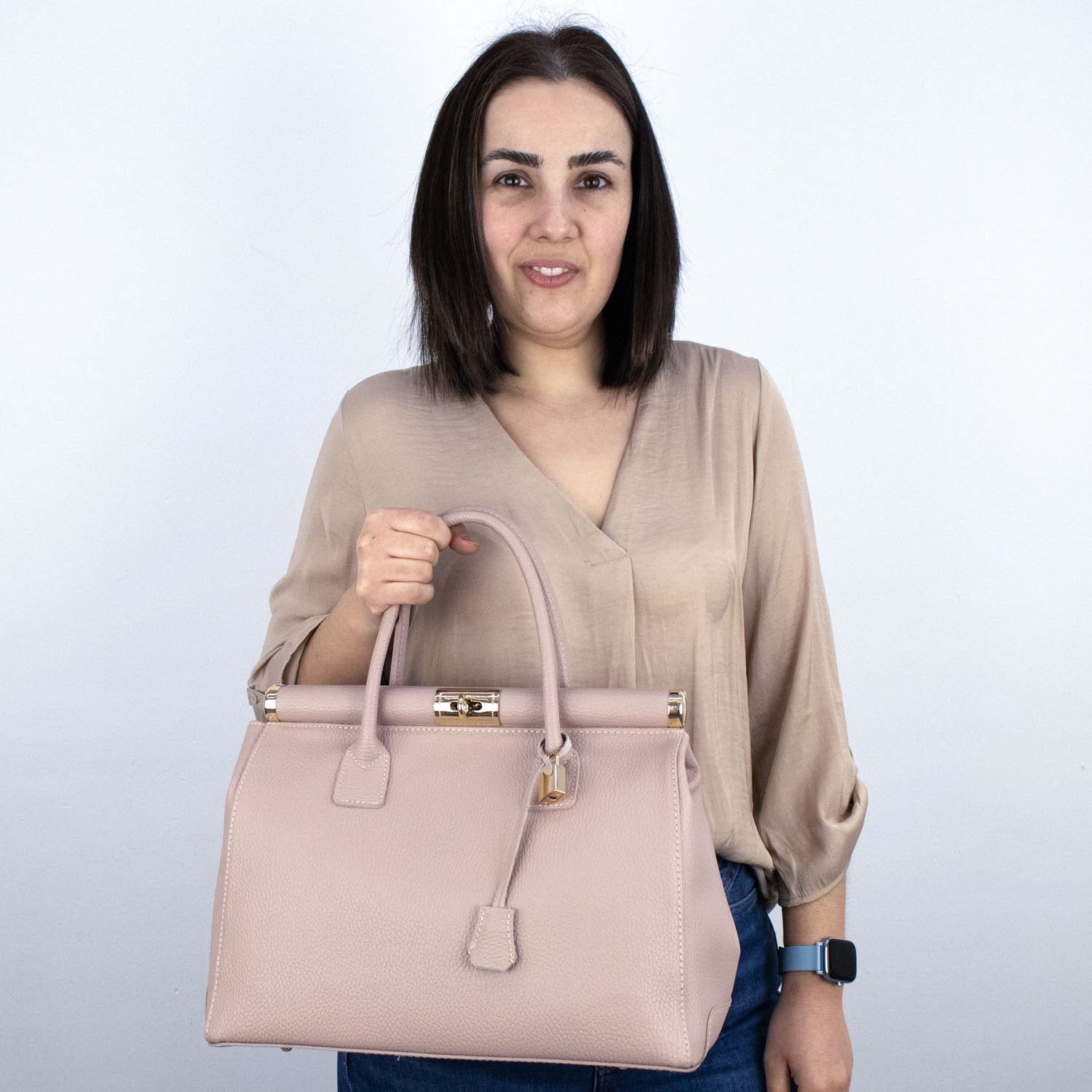 Bolso de mano en Piel Pregato Classic Nude - KimondoShop