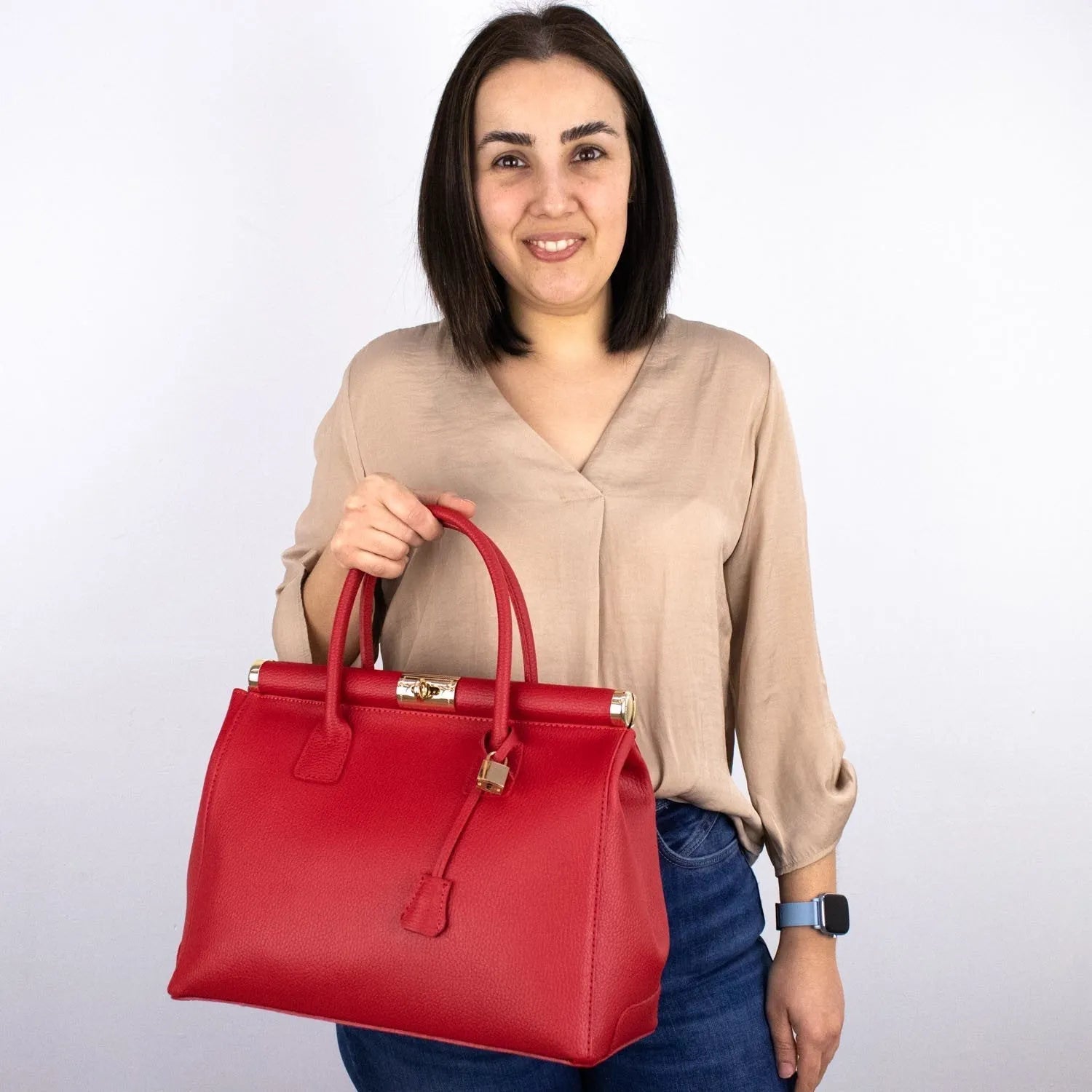 Bolso de mano en Piel Pregato Classic Rojo - KimondoShop