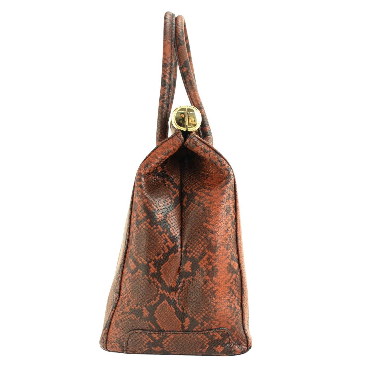 Bolso de mano en Piel Pregato Classic Snake Camel - KimondoShop