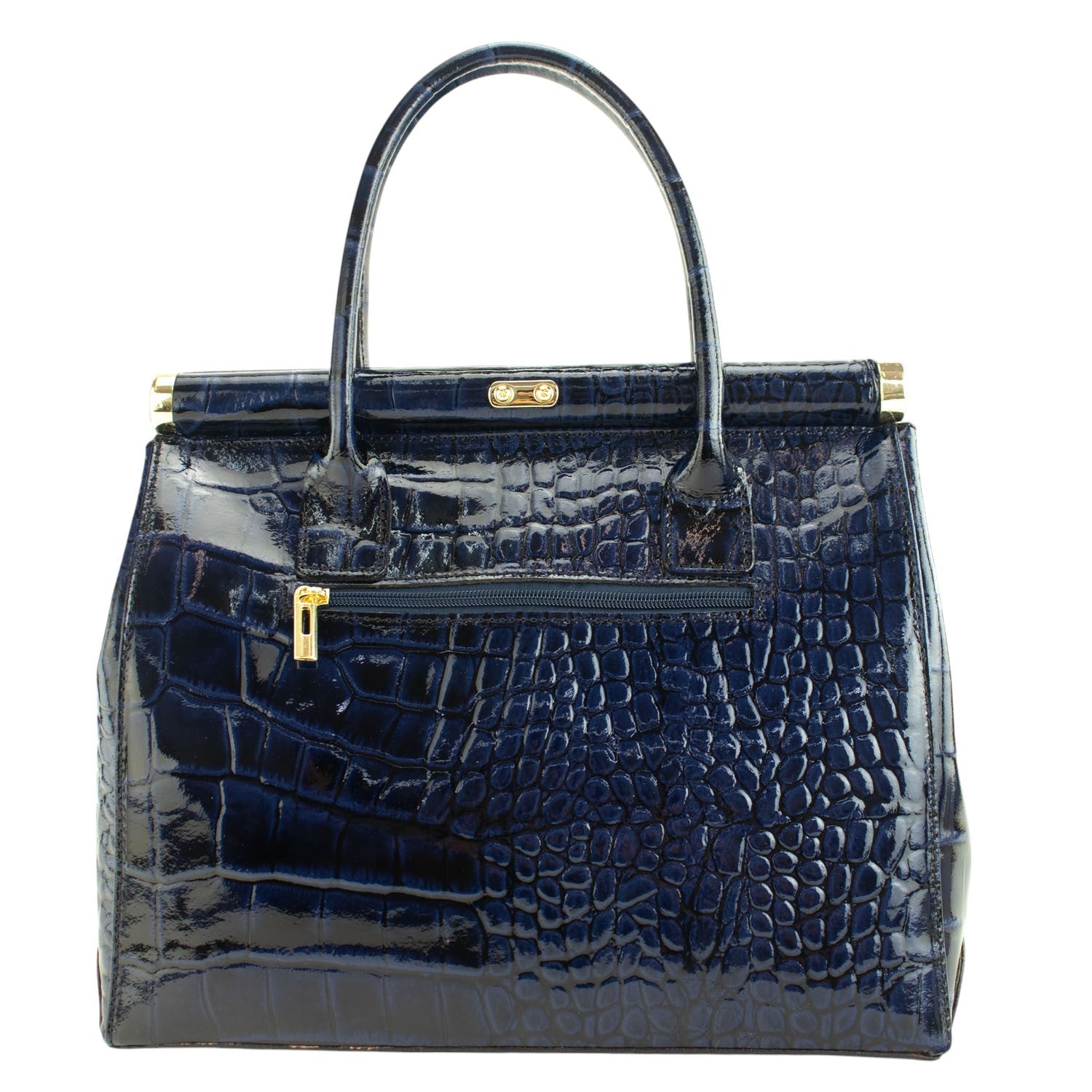 Bolso de mano en Piel Pregato Classic Special Croc Azul marino - KimondoShop