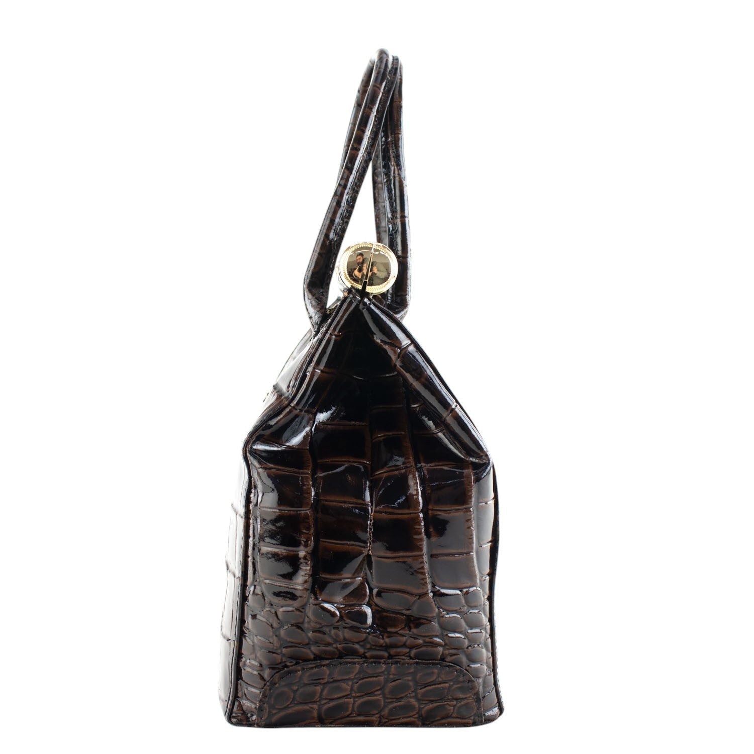 Bolso de mano en Piel Pregato Classic Special Croc Marrón oscuro - KimondoShop