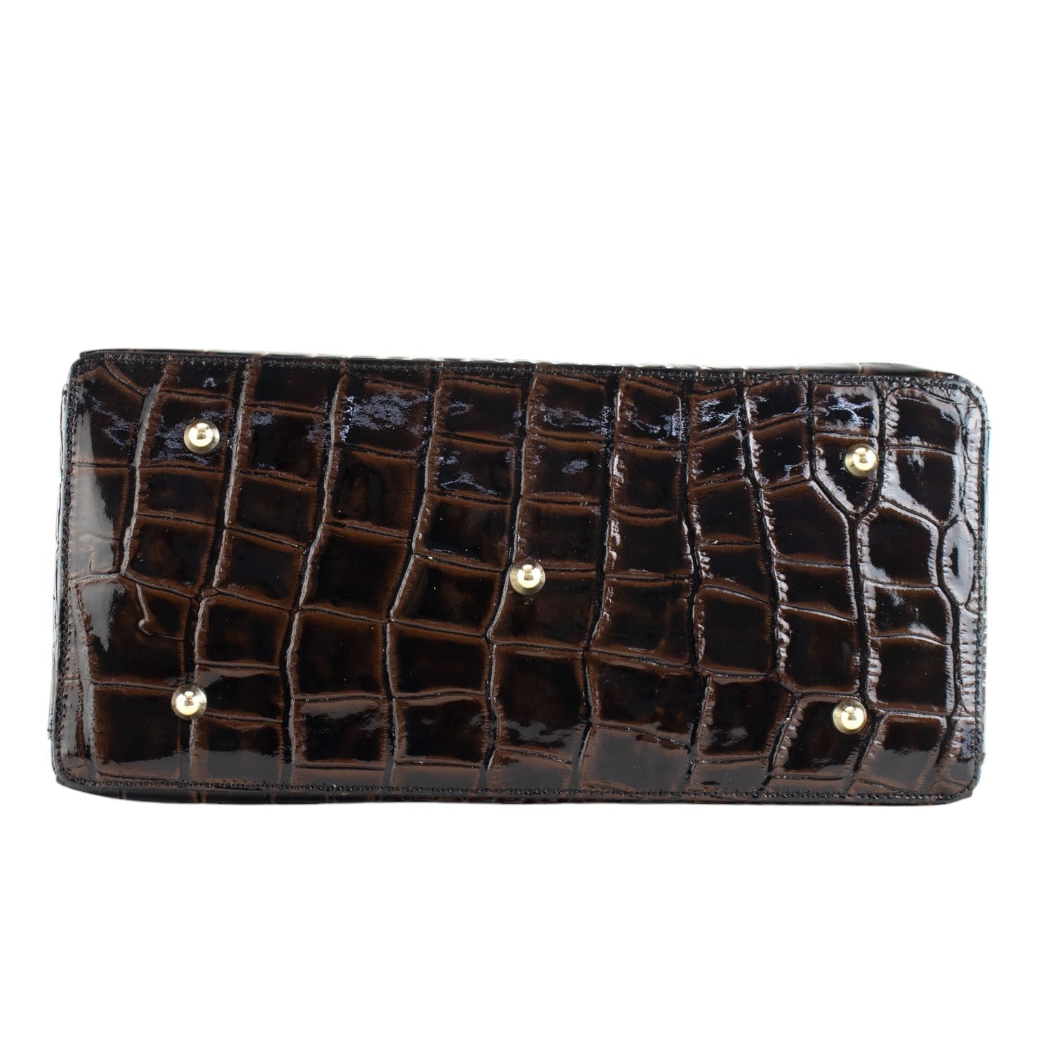 Bolso de mano en Piel Pregato Classic Special Croc Marrón oscuro - KimondoShop