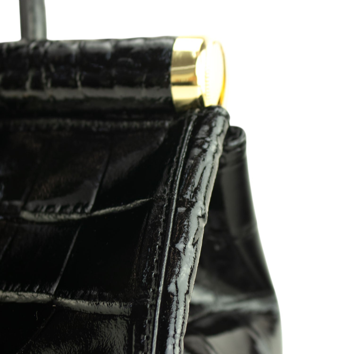 Bolso de mano en Piel Pregato Classic Special Croc Negro - KimondoShop