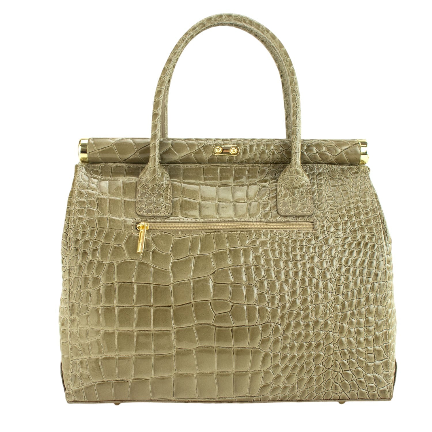 Bolso de mano en Piel Pregato Classic Special Croc Taupe - KimondoShop