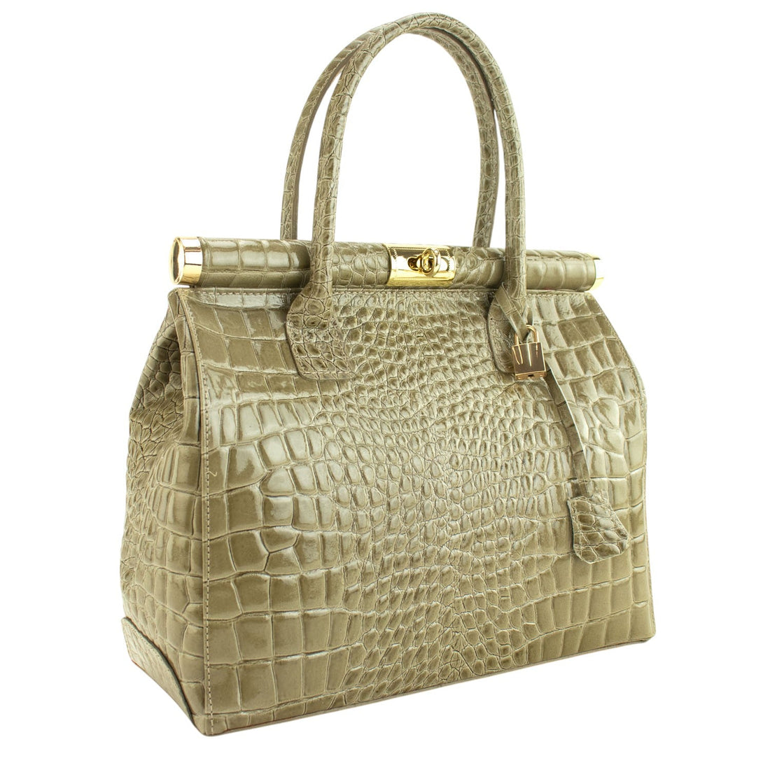 Bolso de mano en Piel Pregato Classic Special Croc Taupe - KimondoShop