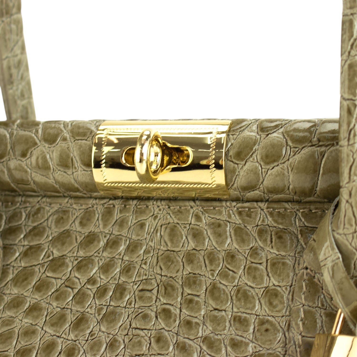 Bolso de mano en Piel Pregato Classic Special Croc Taupe - KimondoShop