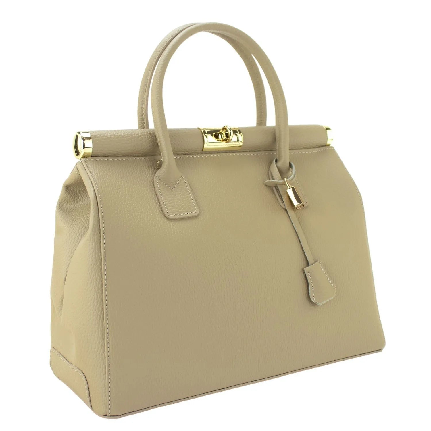 Bolso de mano en Piel Pregato Classic Taupe claro