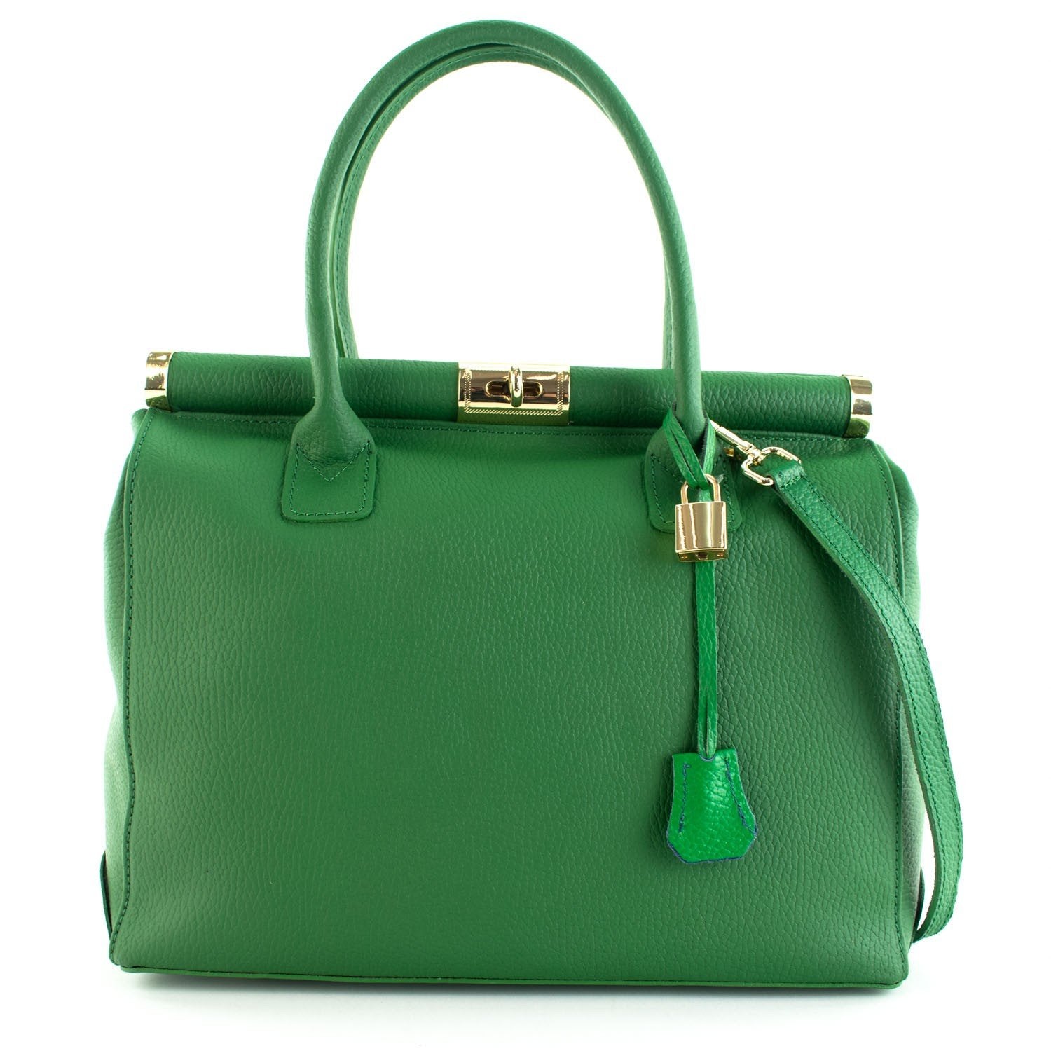 Bolso de mano en Piel Pregato Classic Verde - KimondoShop