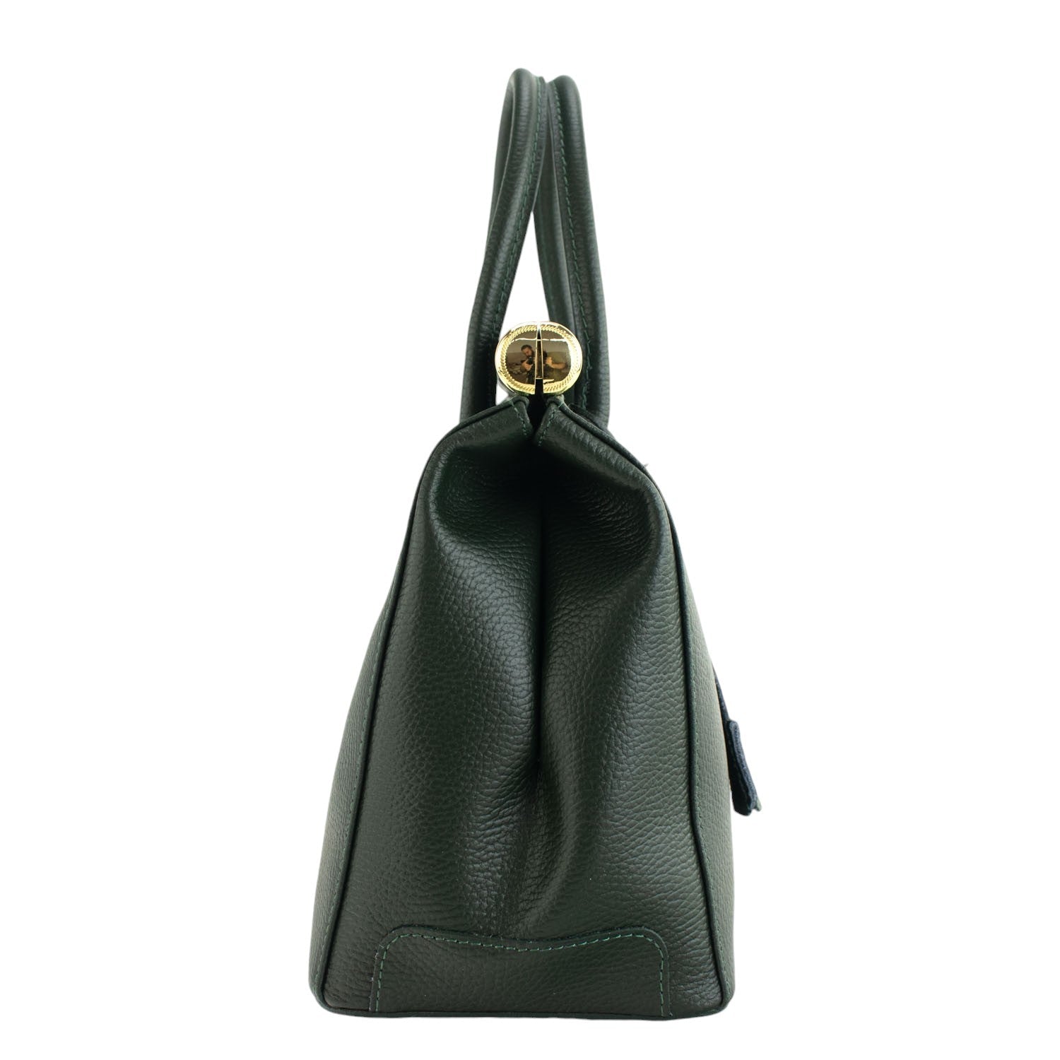 Bolso de mano en Piel Pregato Classic Verde oliva oscuro - KimondoShop